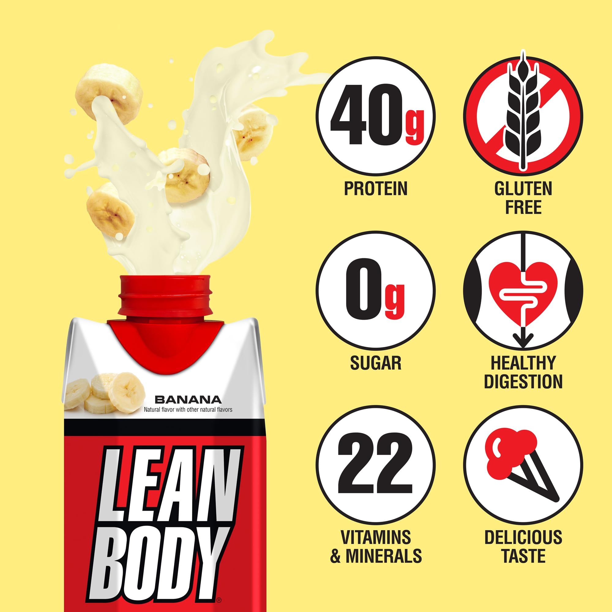 Lean Body Ready-to-Drink Banana Protein Shake, 40g Protein, Whey Blend, 0 Sugar Labrada buy supplements canada