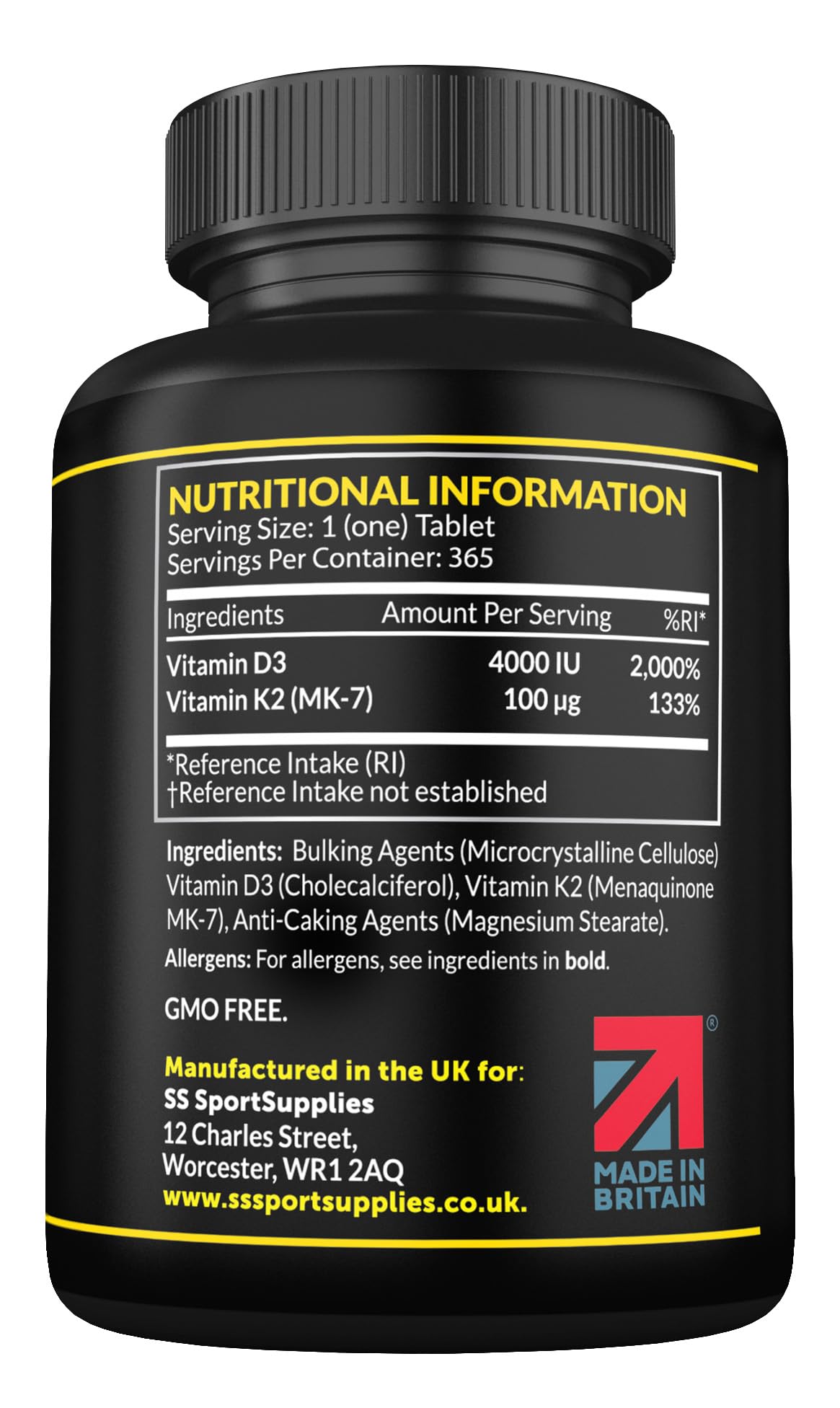 Vitamin D3 K2 High Strength Tablets - 365 Micro Tablets - Vitamin d3 4000 iu and k2 SS Sport Supplies buy supplements canada