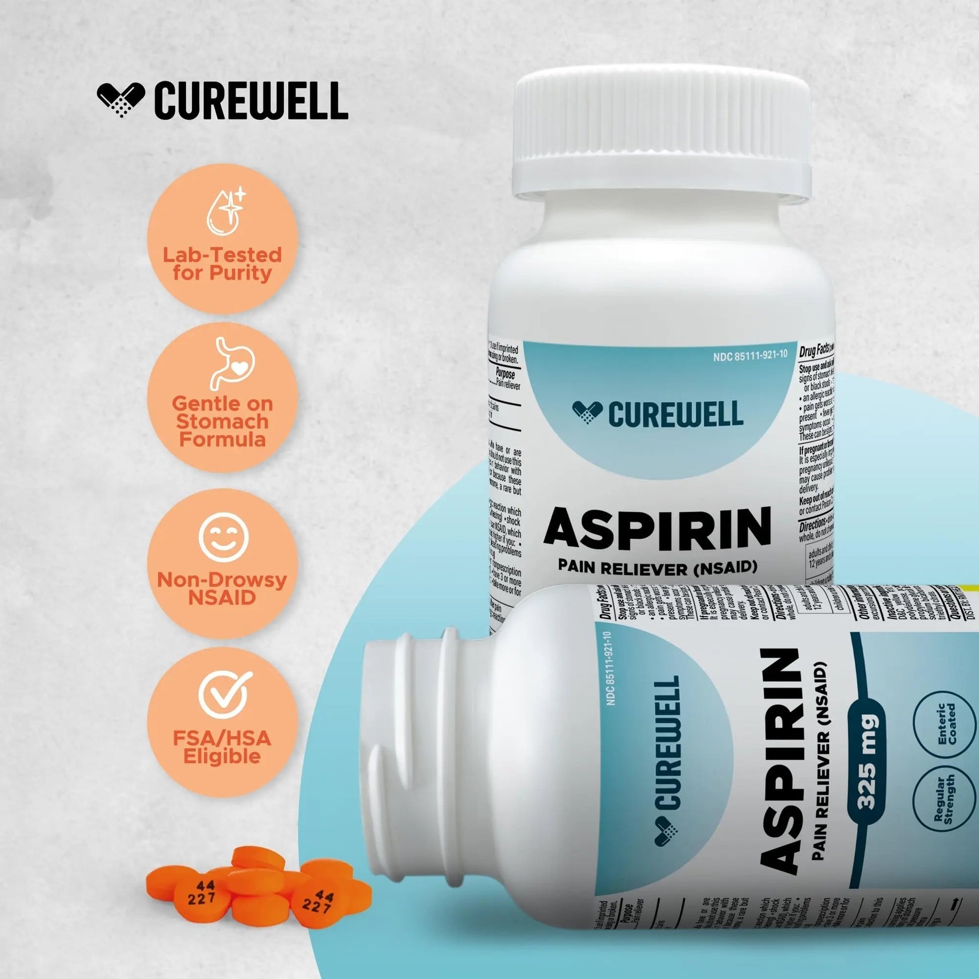 CUREWELL Enteric Coated Aspirin Tablets 325mg (500 Count) NSAID Pain Reliever & Fever Reducer Coated Aspirin for Adults - Regular Strength for Headache Arthritis Menstrual & Muscle Pain CUREWELL buy supplements canada