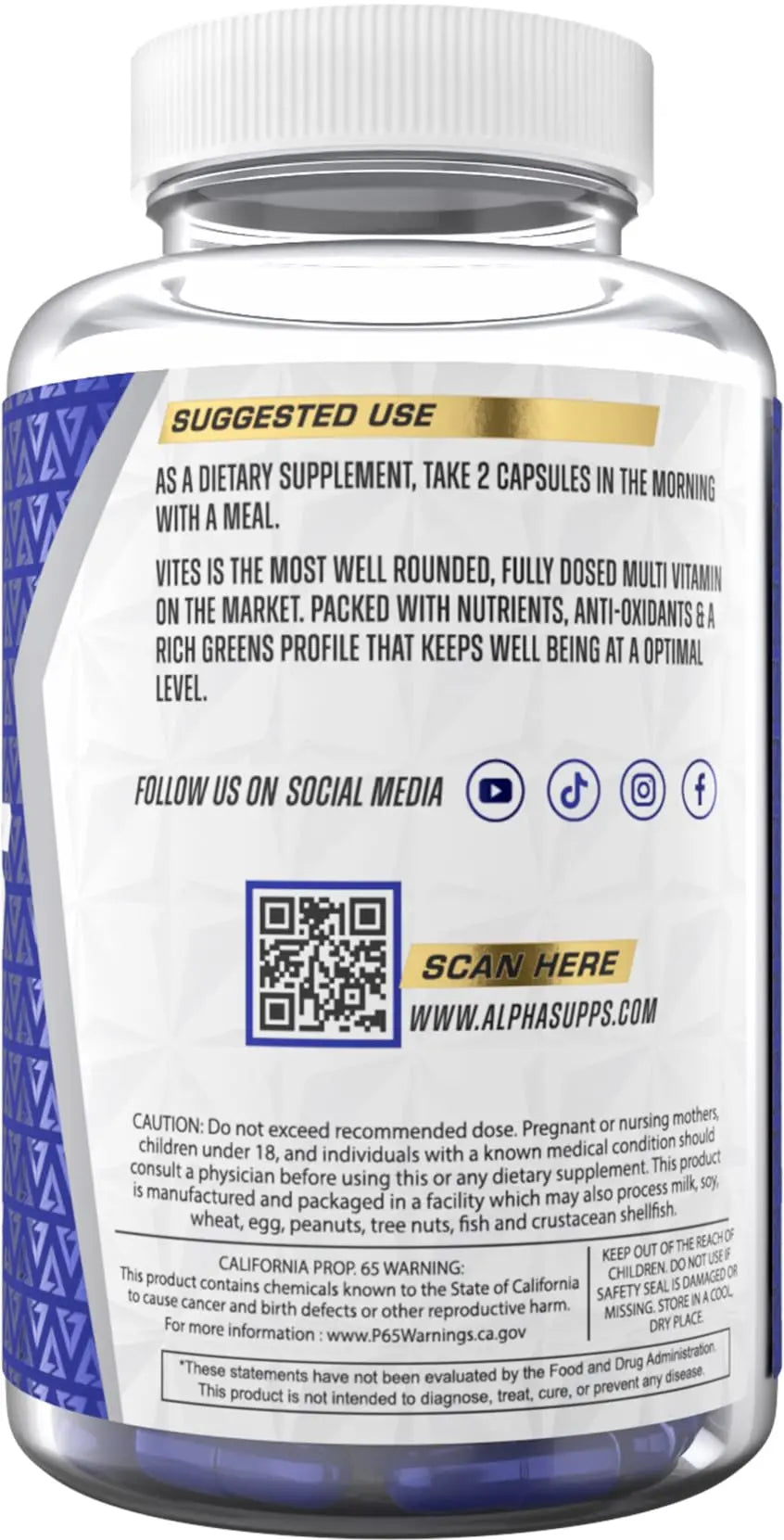 Alpha Supps Vites Men's Multivitamin, Complete Daily Supplement with Fruits, Veggies, Energy, Immune & Prostate Support Alpha Supps buy supplements canada