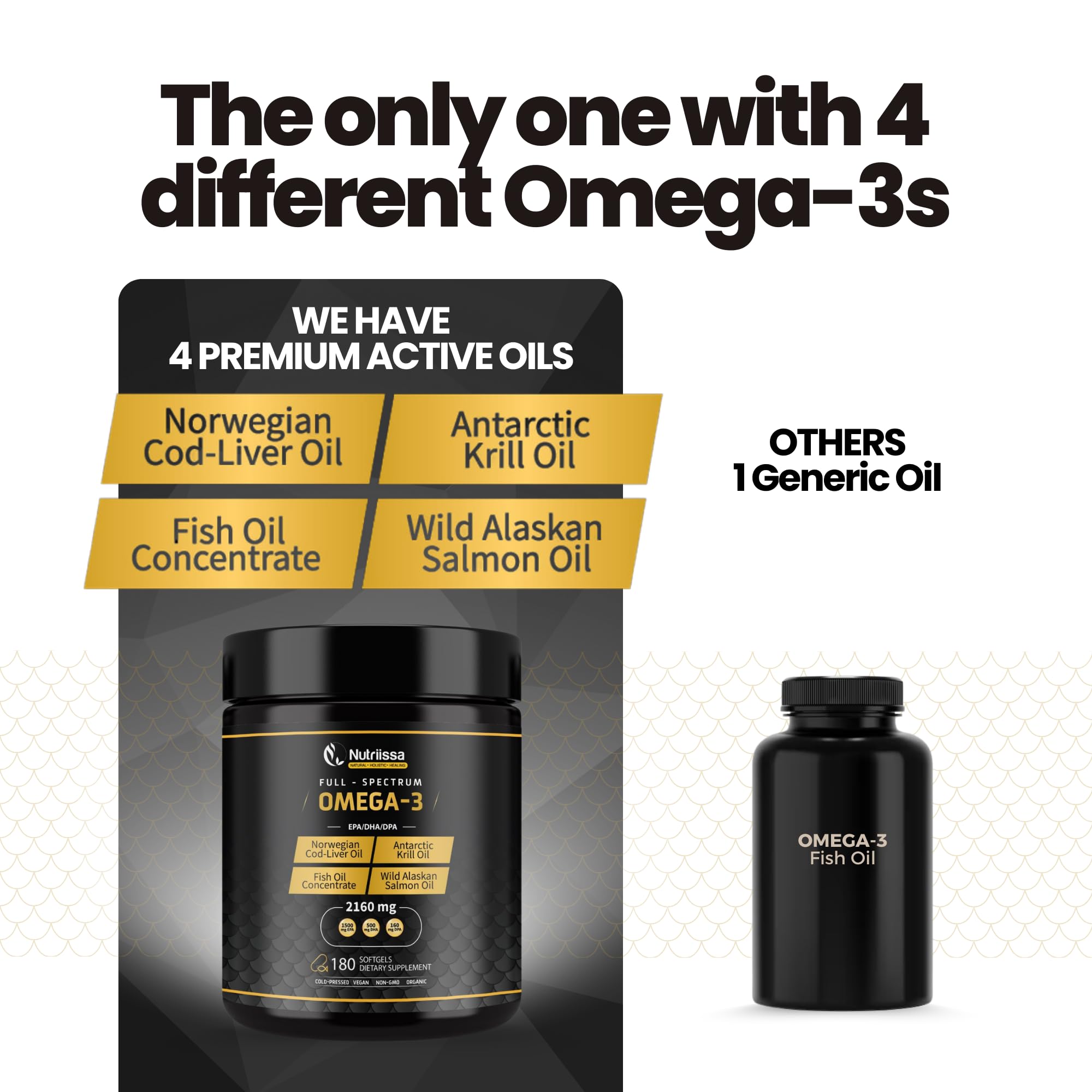 Nutriissa Omega 3 - Full Spectrum - 180 Count - High Concentrate Formula Fish Oil, Krill Oil Nutriissa buy supplements canada