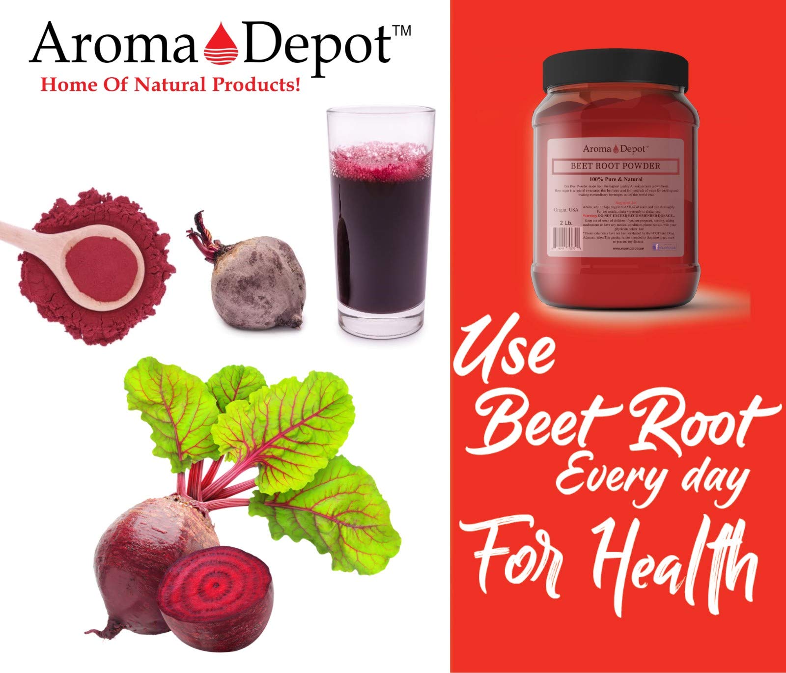 Beet Root Powder 5 lb. by Aroma Depot Raw & Non-GMO I Vegan & Gluten Free I Nitric Oxide Aroma Depot buy supplements canada