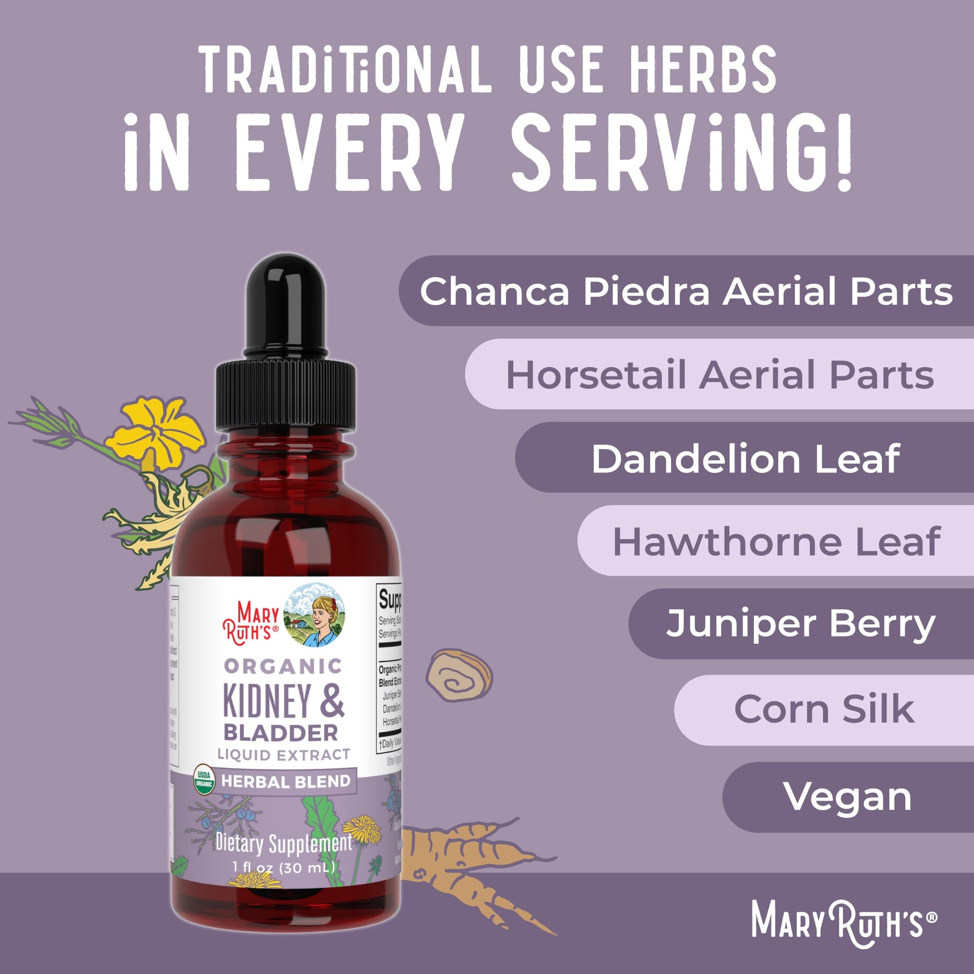 MaryRuth Organics Herbal Supplement Drops | Support Renal & Urinary Systems | Juniper Berry | Cleavers | Dandelion | Hawthorn | Horsetail & Chanca Piedra | Vegan | Non-GMO | 1 Fl Oz MARYRUTH'S buy supplements canada