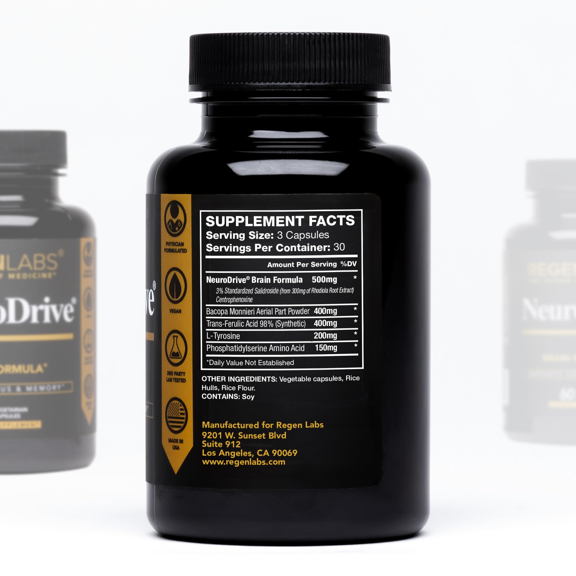 Regen Labs NeuroDrive Memory & Focus Supplement - Boost Brain Focus, Mental Health & Brain Fog | Natural Doctor Approved - Brain Nootropic, Phosphatidylserine, Centrophenoxine, Bacopa - 90 Capsules Regen Labs buy supplements canada