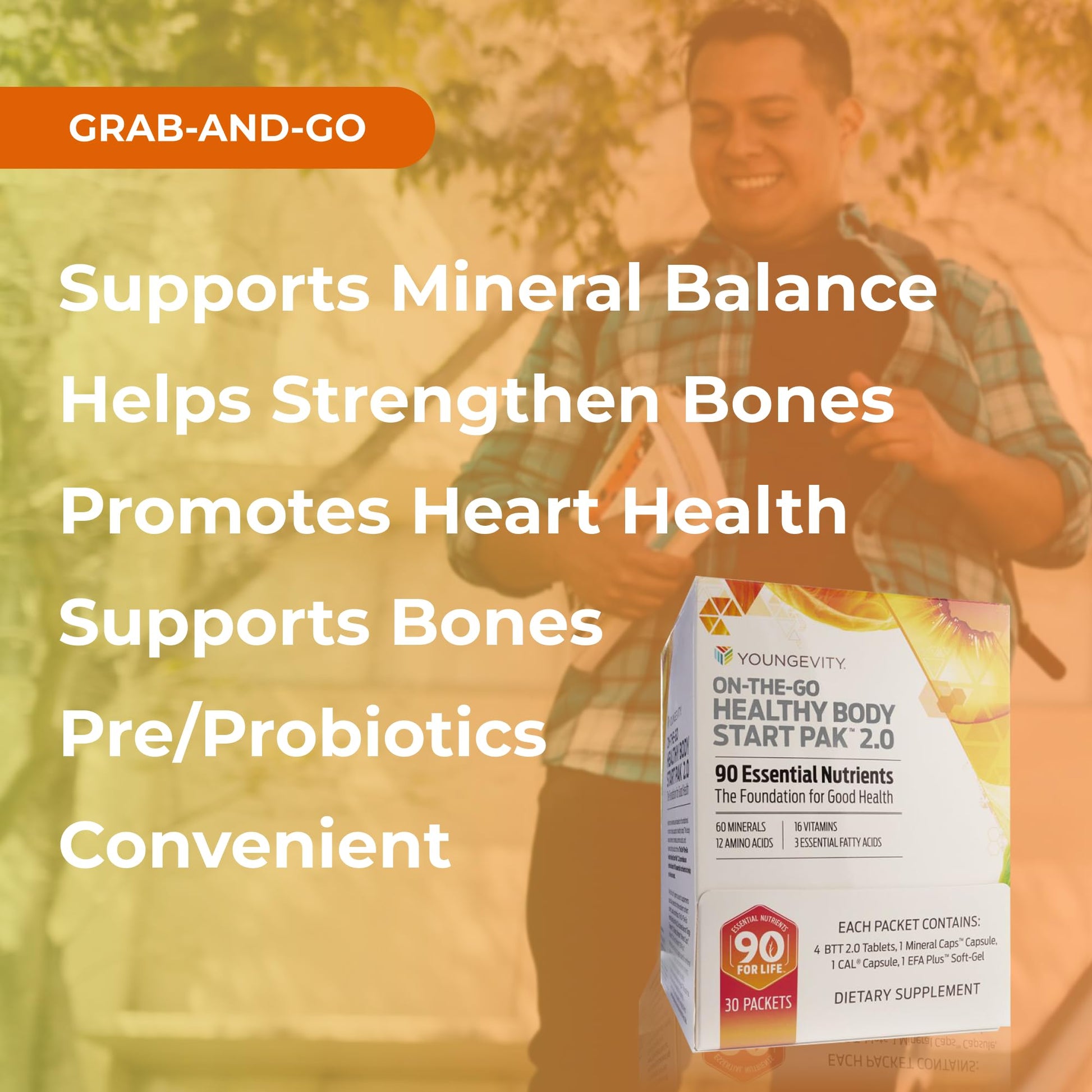 Youngevity On-The-Go Healthy Body Start Pak 2.0 - Includes Multi-Vitamins, Minerals, EFAs, & Amino Acids | 90 Essential Nutrients | 30-Day Supply Youngevity buy supplements canada