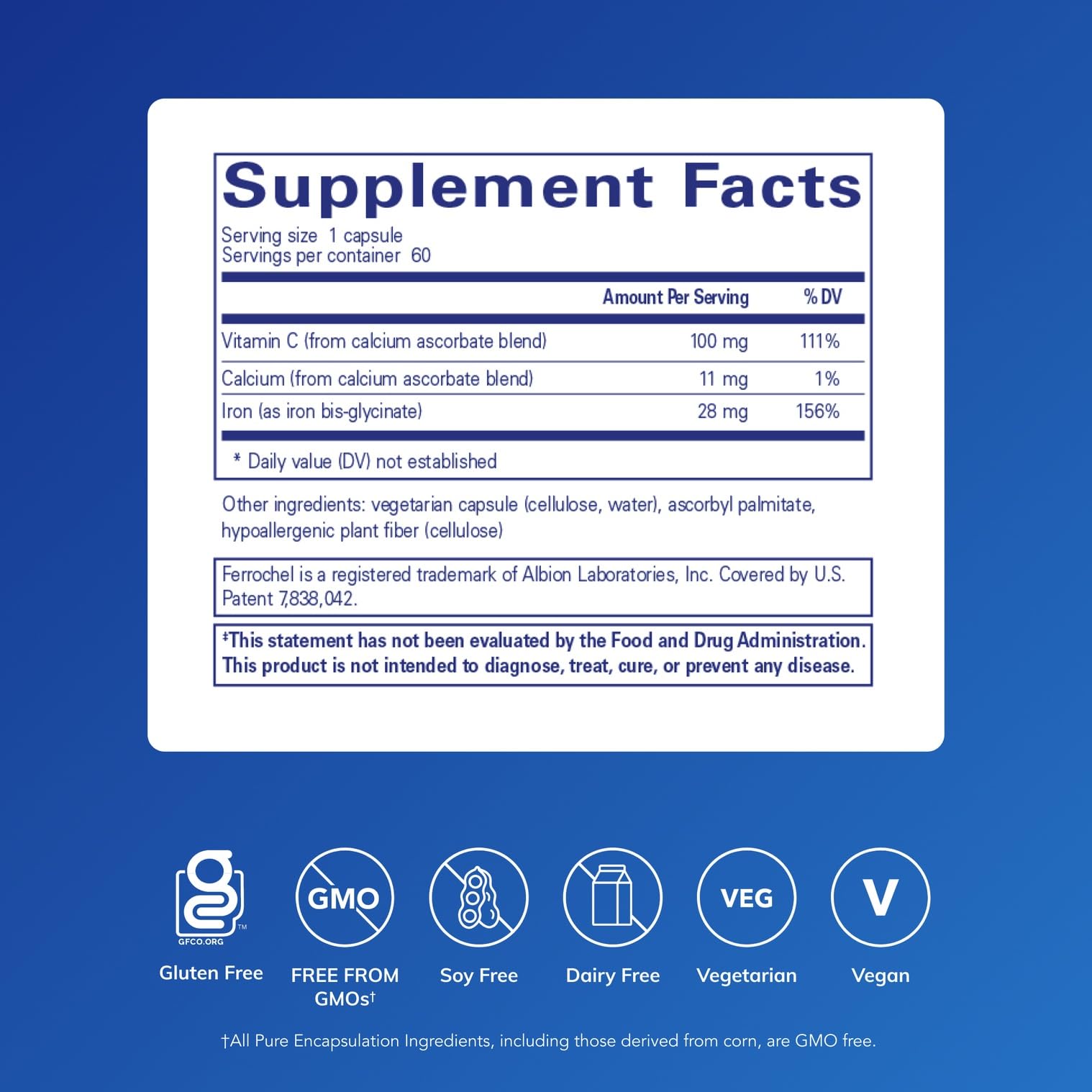 Pure Encapsulations OptiFerin-C - for Red Blood Cells & Energy - Iron Absorption Support - Energy Supplement* - Vitamin C Enriched - Gluten Free & Non-GMO - 60 Capsules Pure Encapsulations buy supplements canada