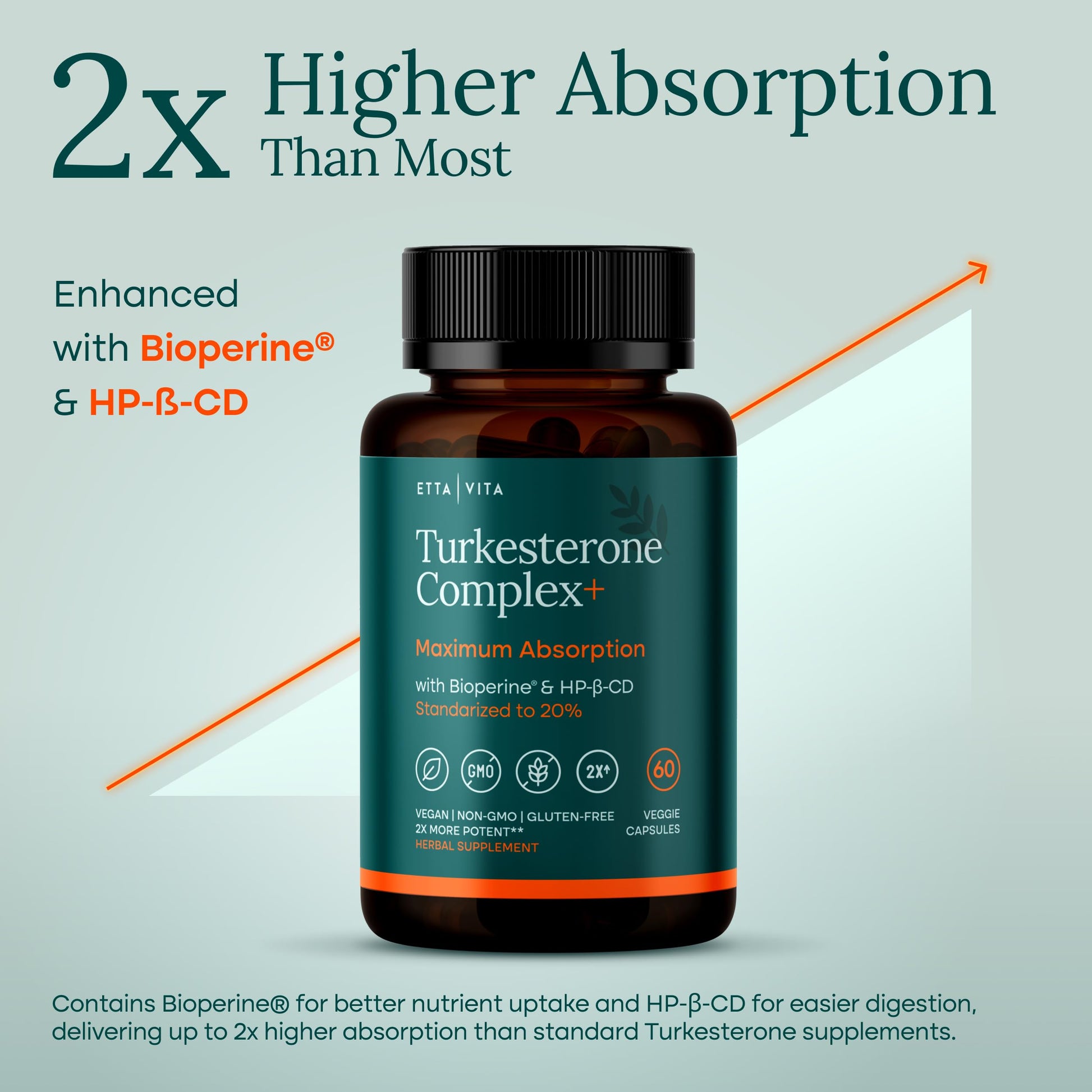 Potent Turkesterone Supplement, 2X Pure (Made in USA - 3rd Party Tested) Most Bioavailable and Natural Test Support Supplement, Supports Energy Lean Muscle Health, Recovery and Stamina, Vegan (60ct) Etta Vita buy supplements canada