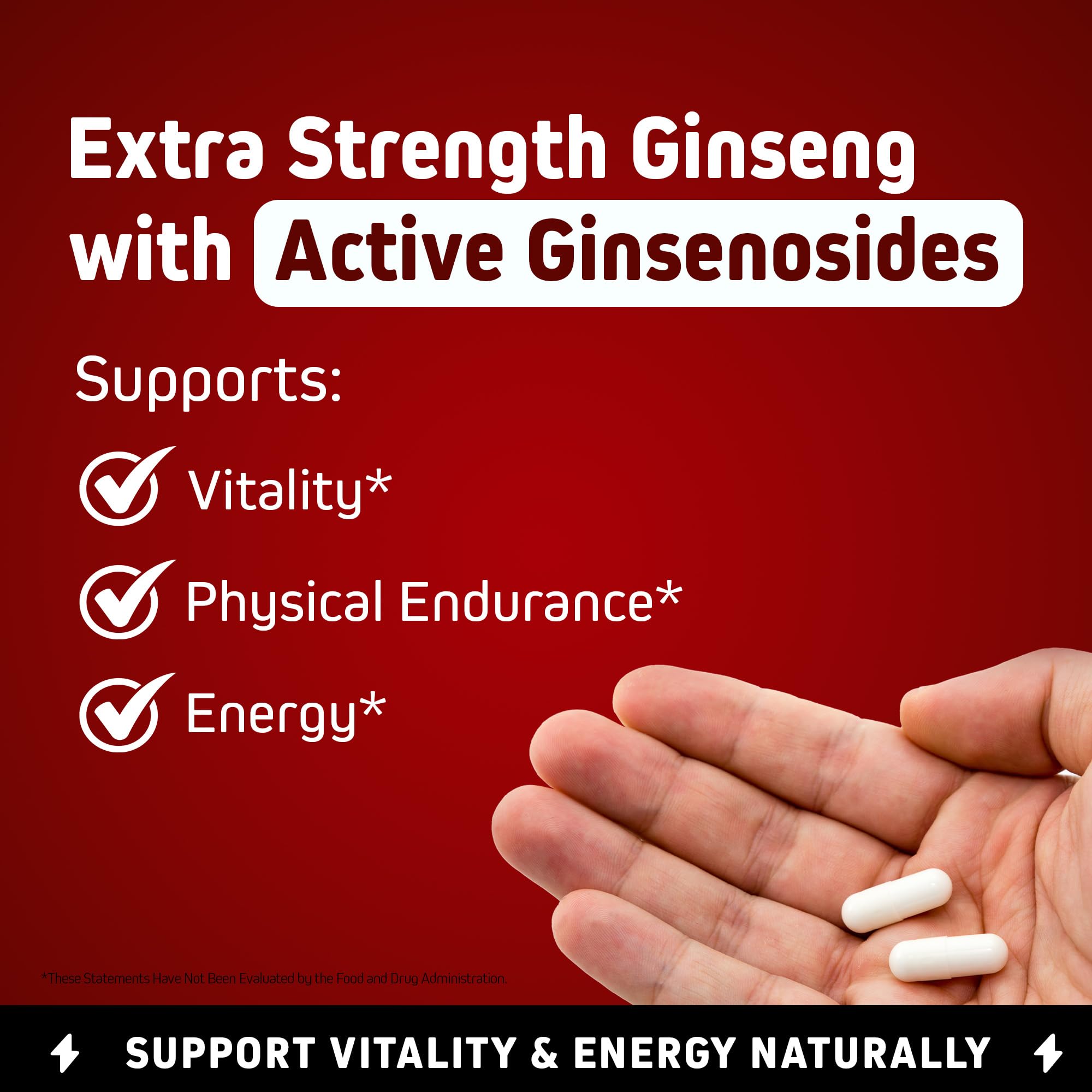 Herbtonics Korean Red Panax Ginseng 1500mg - Energy Supplement for Peak Performance, Focus & Vitality - High Potency Ginseng Root Extract - 120 Vegan Capsules Herbtonics buy supplements canada