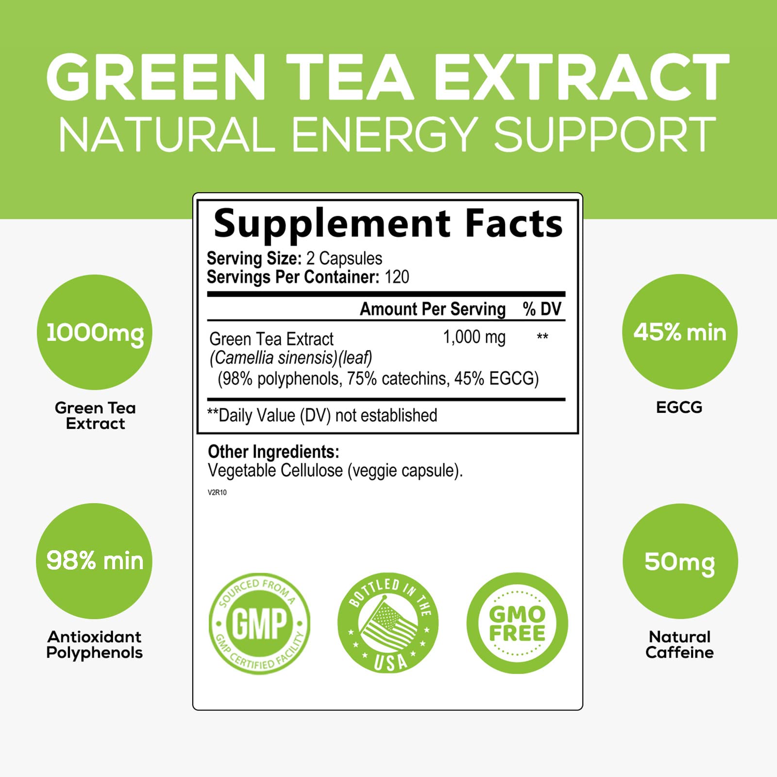 Green Tea Extract Capsules 1000mg 98% Standardized EGCG - 3X Strength for Natural Nature's Nutrition buy supplements canada