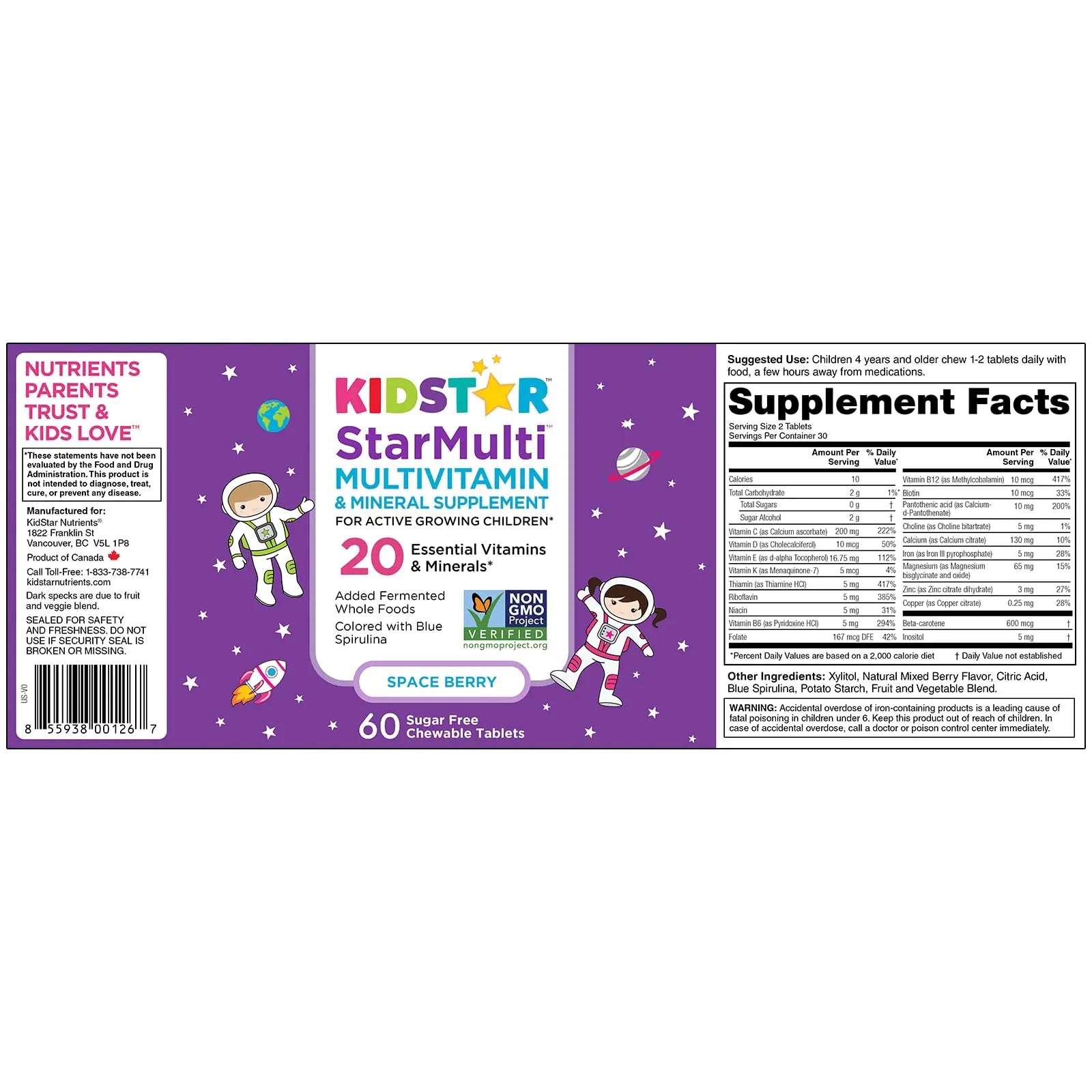 KidStar Nutrients StarMulti, Chewable Multivitamin and Multimineral Tablets for Kids, Plus Organic Fermented Whole Foods KidStar Nutrients buy supplements canada