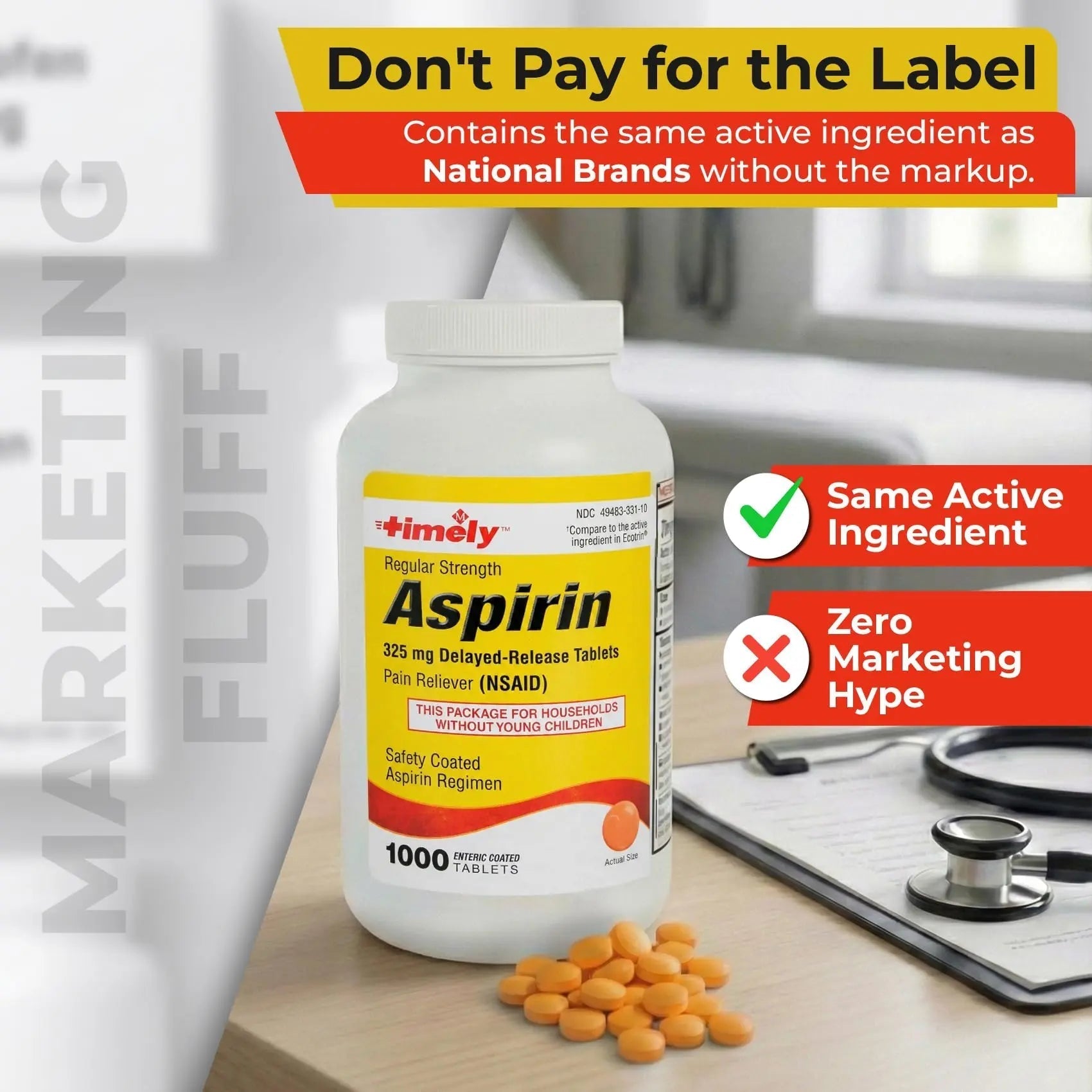TIME-Cap Labs 1000 Regular Strength Aspirin 325mg – Delayed Release Enteric Coated Tablets for Minor Aches and Pains, NSAID Pain Reliever & Fever Reducer for Adults and Children 12 Years and Older TIME-CAP LABS, INC. buy supplements canada