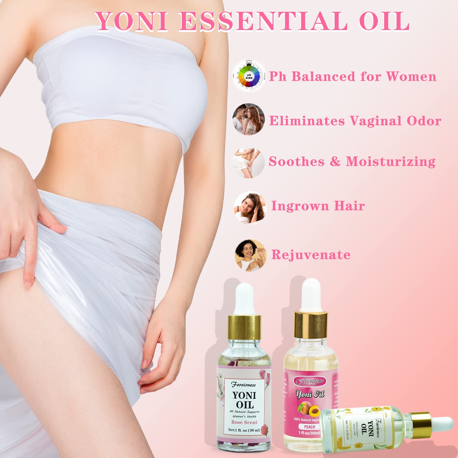 3 Packs Natural Yoni Oil Feminine Wash Ph Balanced for Women, Eliminates Vaginal Odor forvirness buy supplements canada