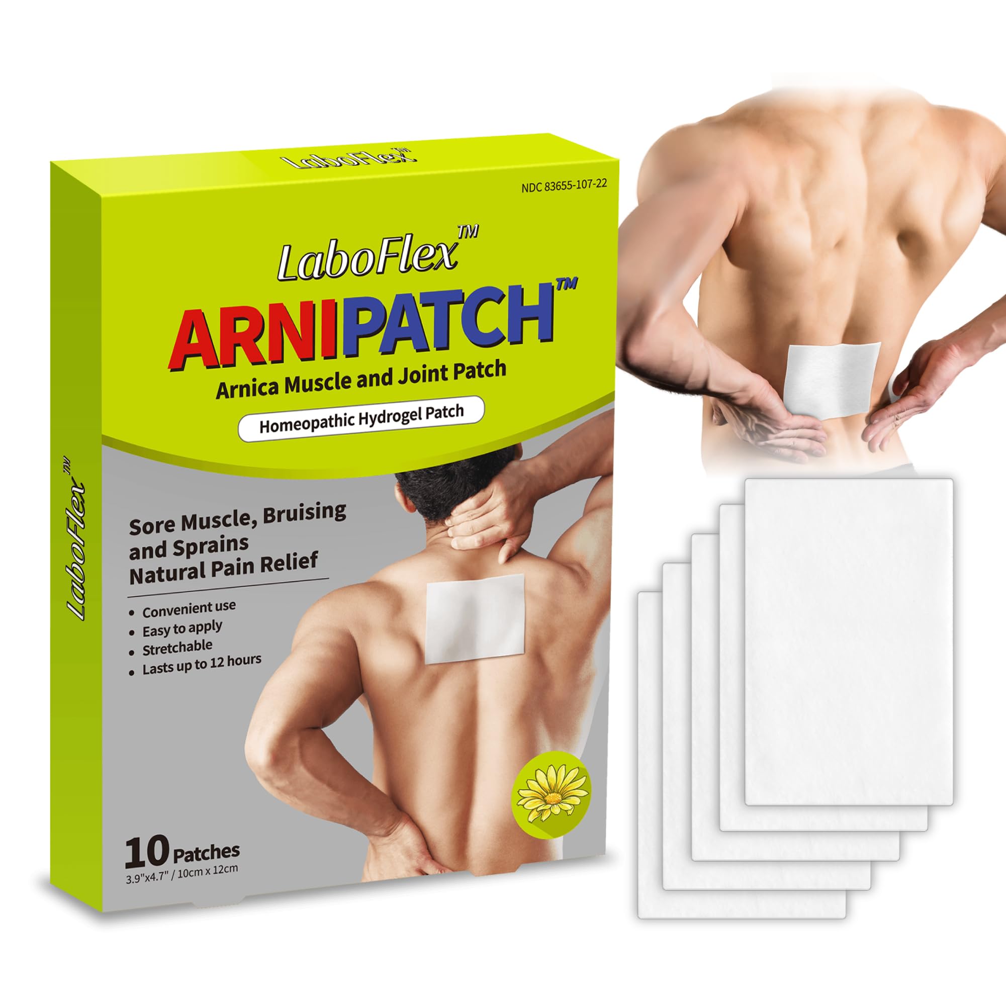 Arnica Hydrogel Pain Relief Patches | Natural Relief for Muscle, Joint, Bruises & Swelling | Flexible, Non-Greasy & Long-Lasting | Great for Back, Knee & Neck Pain (3.9"x4.7", 10, Count) Wooshin Labottach buy supplements canada