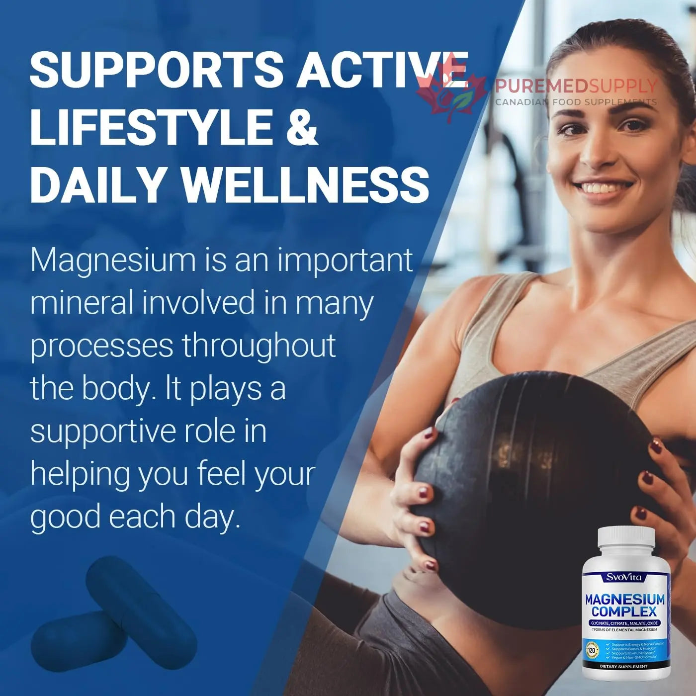 Magnesium Complex Supplement with 7 Forms of Magnesium Glycinate, Malate, Citrate & More, High Absorption for Bones, Muscle, Recovery, Energy, Vegan Non-GMO 120 Capsules Svovita buy supplements canada
