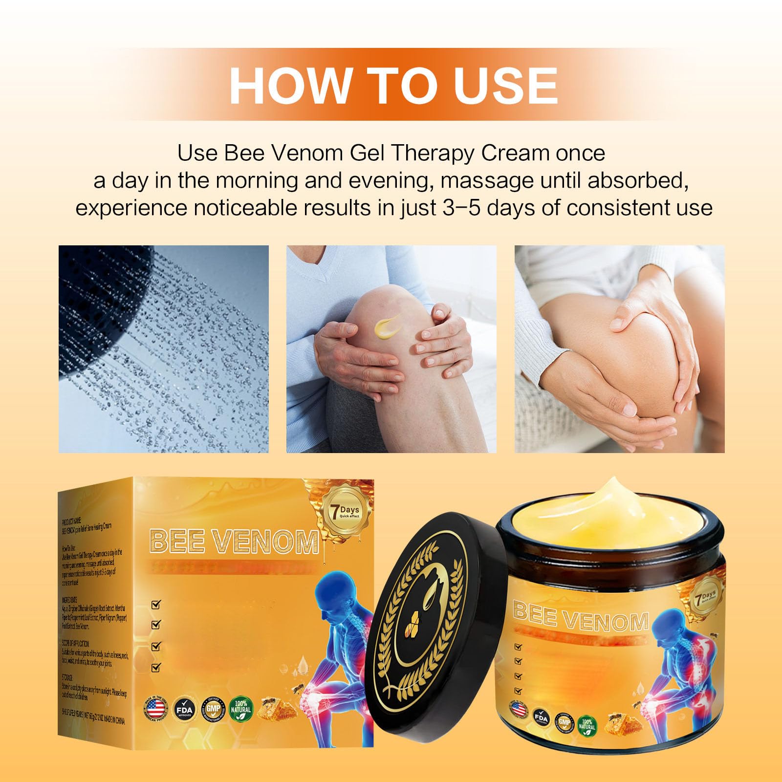 2 Pcs Bee Venom Joint Treatment Cream, Throughout Release Joint Activities Muscle and Massage Relief Gel. Yaper buy supplements canada