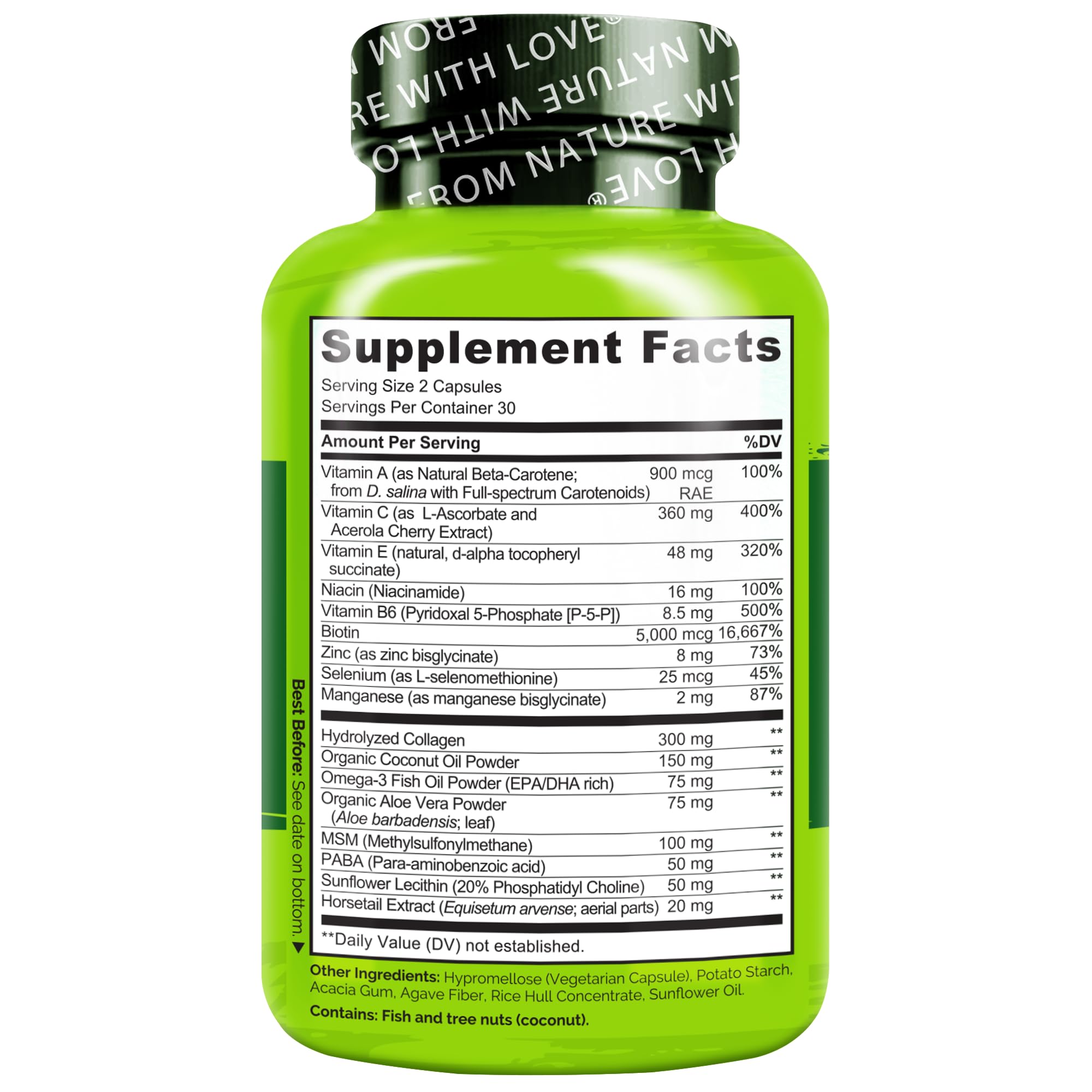 NATURELO Hair, Skin and Nails Vitamins - 5000 mcg Biotin, Collagen, Natural Vitamin E - Supplement for Healthy Skin NATURELO buy supplements canada