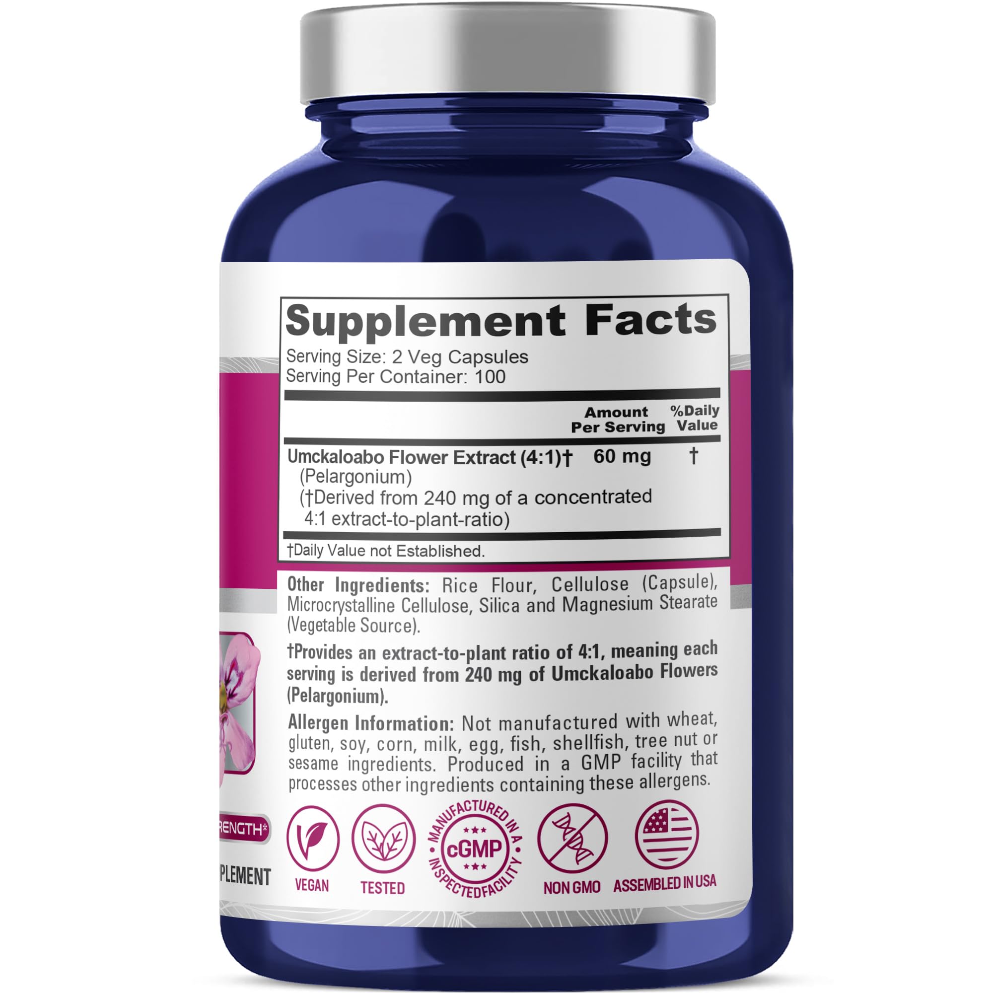 NusaPure Umckaloabo 4:1 Extract, 60 mg Equivalent to 240 mg Veggie Caps 200 Count (Non-GMO, Vegan) NusaPure buy supplements canada