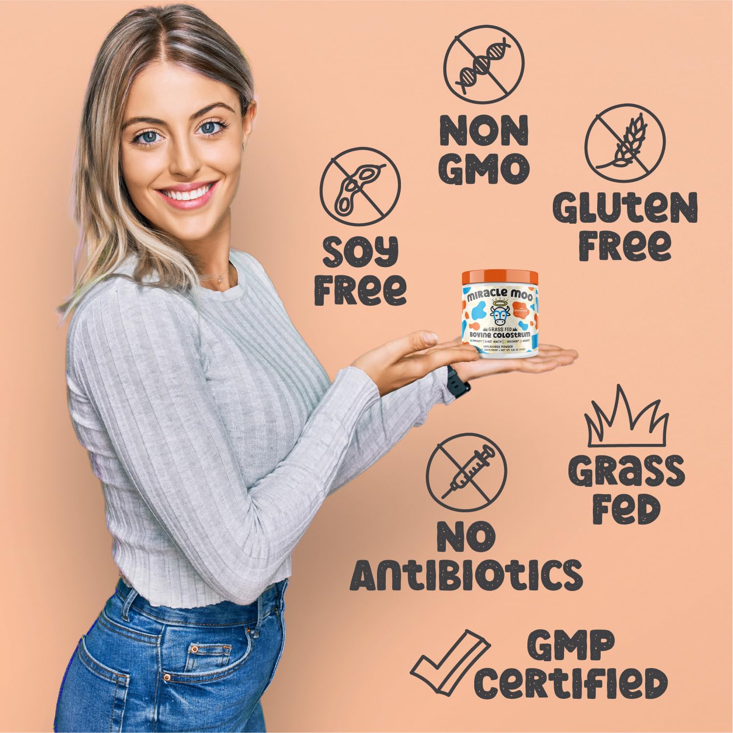 Colostrum Supplement for Gut Health, Hair Growth, Beauty and Immune Miracle Moo buy supplements canada