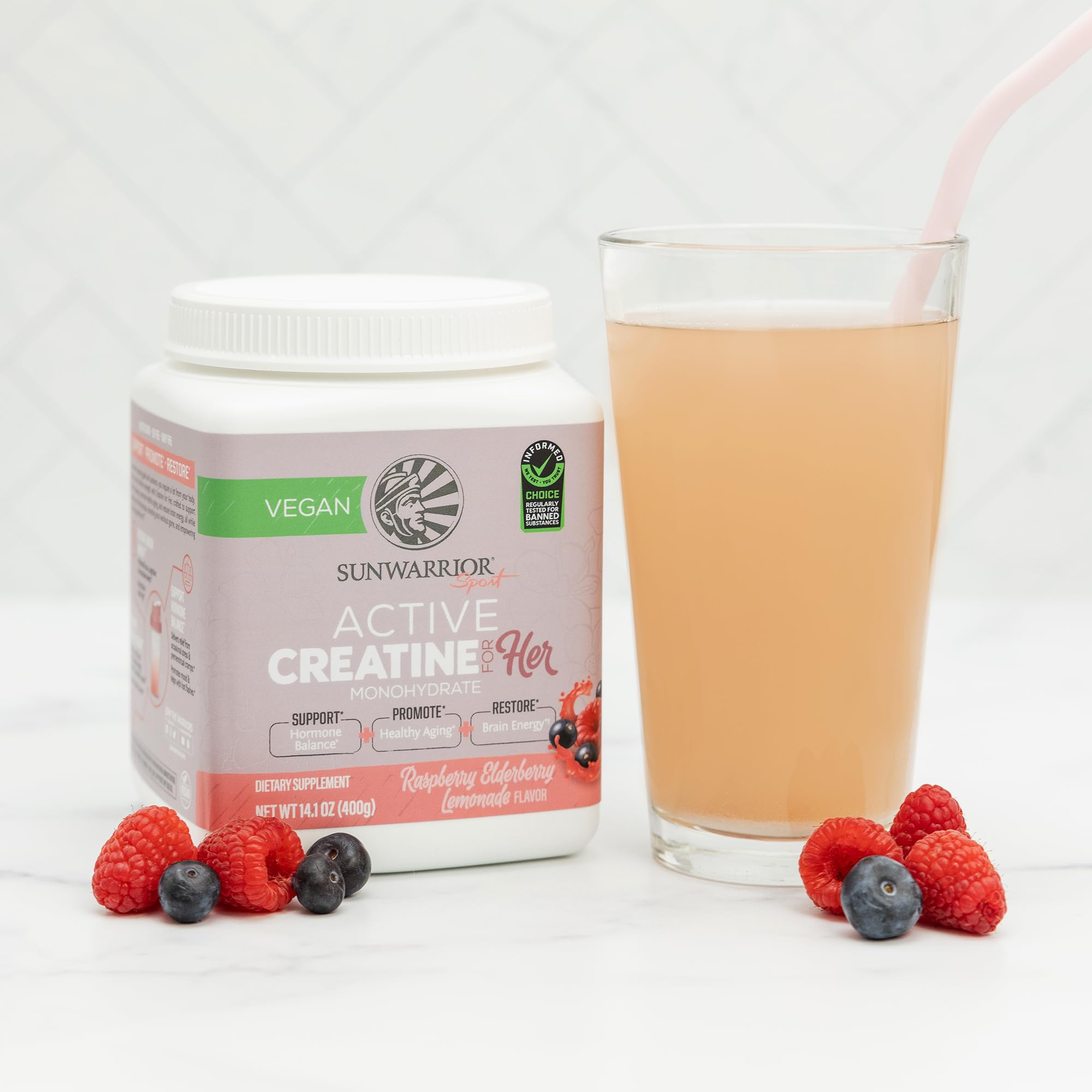 Sunwarrior Creatine for Women Monohydrate Powder Micronized Pre Workout Recovery Supplement Support Muscle Building Strength Training Cognition | Vegan and Easily Mixes 50 Servings, Raspberry Lemonade Sunwarrior buy supplements canada