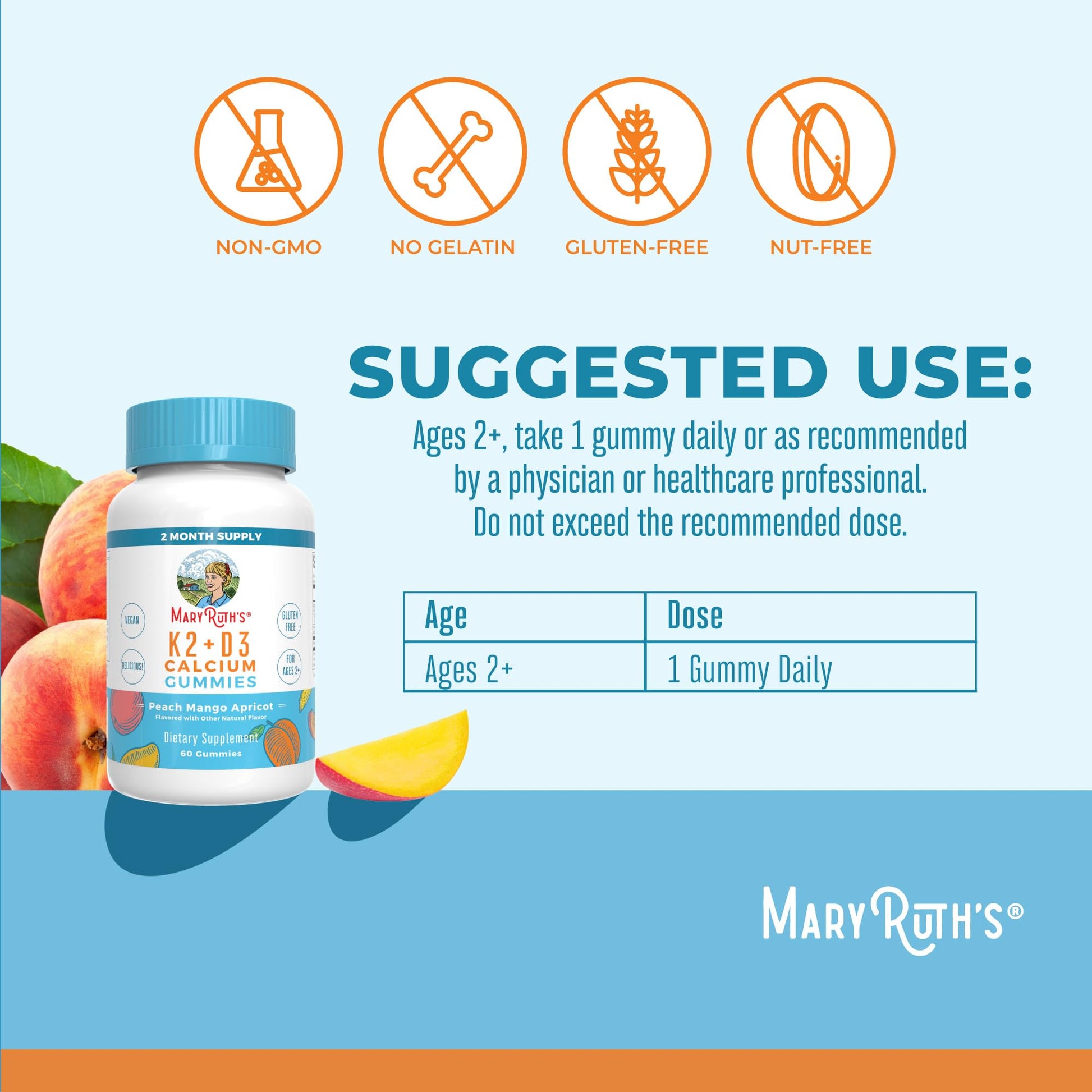 MaryRuth Organics Calcium with Vitamin D & Vitamin K2, 2 Month Supply, Calcium Supplement Supports Bone Health & Joint Support, with Vitamins D3 K2 Gummies, Vegan, Non-GMO, Gluten Free, 60 Count MARYRUTH'S buy supplements canada