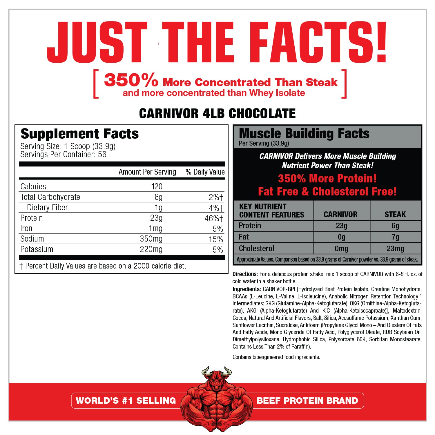 MuscleMeds, Carnivor Beef Protein Isolate Powder 56 Servings, Chocolate, 72 Ounce MuscleMeds buy supplements canada