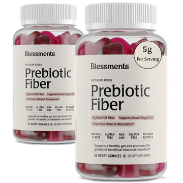 Blessments - Prebiotic Fiber Gummies for Adults & Kids with No Added Sugar- 5g (60 Count-2 Pack) High Fiber Supplement Gummies - Vegan - Keto Friendly Blessments buy supplements canada