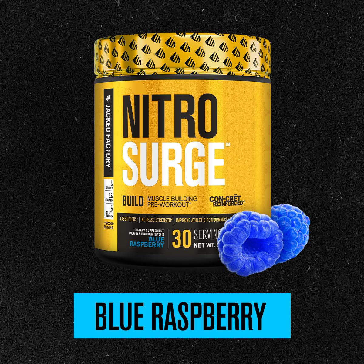 Jacked Factory Nitrosurge Build Pre Workout with Creatine for Muscle Building - Con Cret Creatine Powder & elevATP for Intense Energy, Powerful Pump, Jacked Factory buy supplements canada