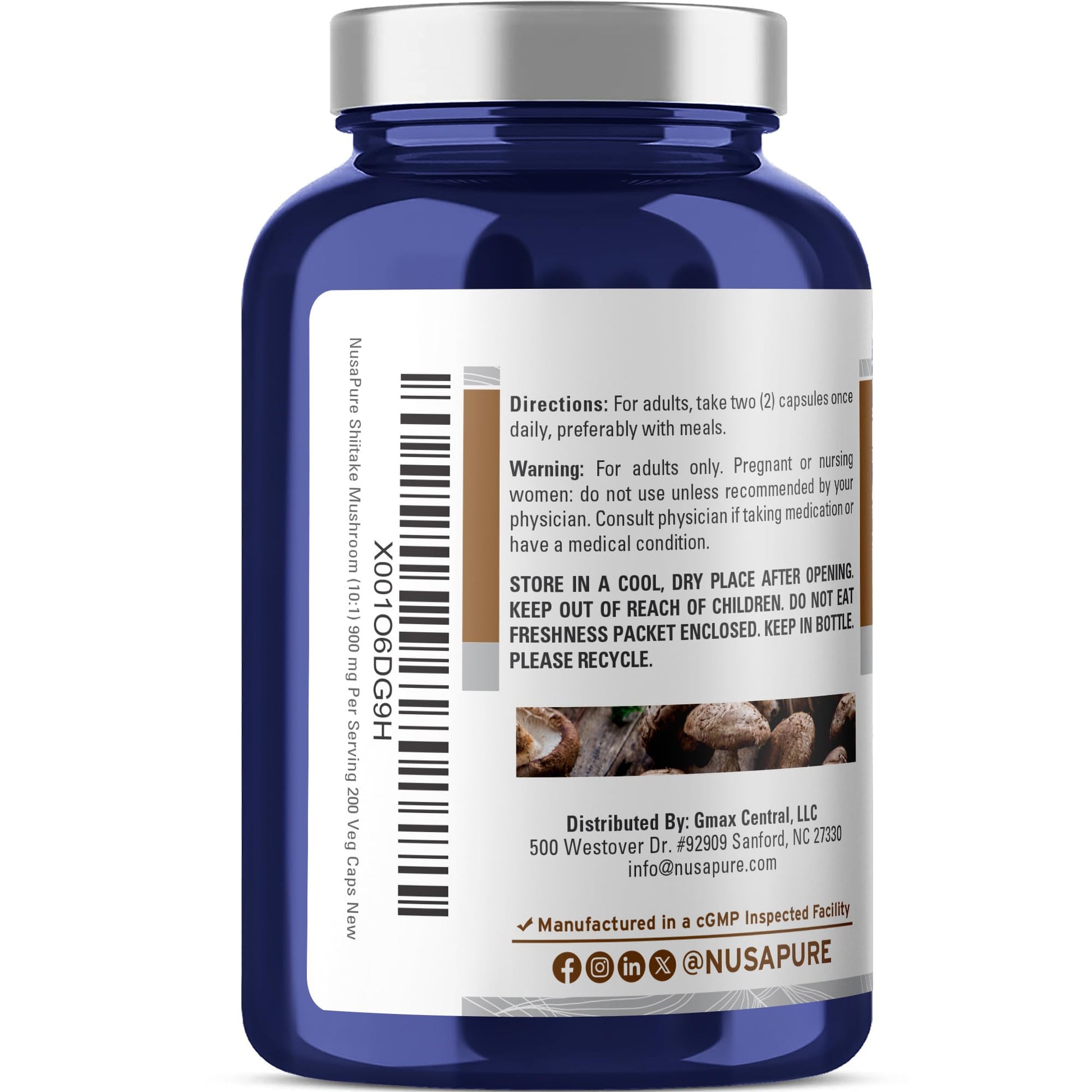 NusaPure Shiitake Mushroom 10:1 Extract, 900 mg Equivalent to 9000mg 200 Veggie Capsules (Non-GMO, Vegan) NusaPure buy supplements canada