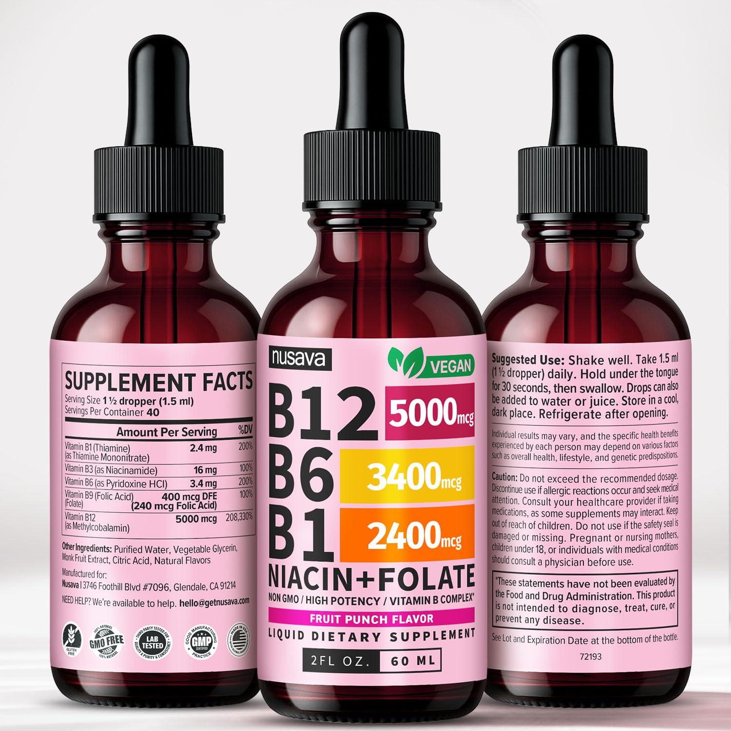 (2 Pack) Vitamin B12 and B6 Liquid Drops, B12 Sublingual Vitamin B Complex - B 12 Vitamin 5000mcg - B12 Methylcobalamin for Energy, Brain, and Heart Support NUSAVA buy supplements canada