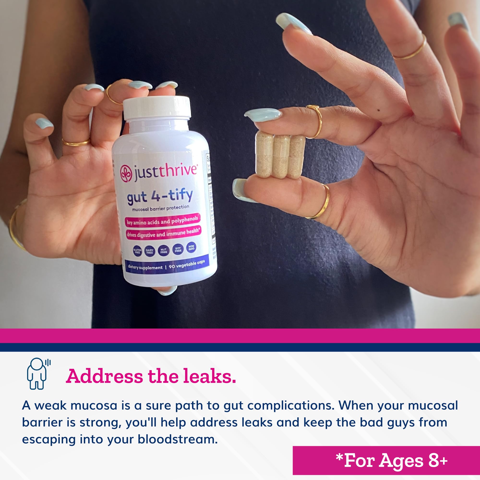 Just Thrive Gut 4-tify - Gut Health Supplements for Women and Men - Anti Bloat, 90 Vegetable Capsules Just Thrive buy supplements canada