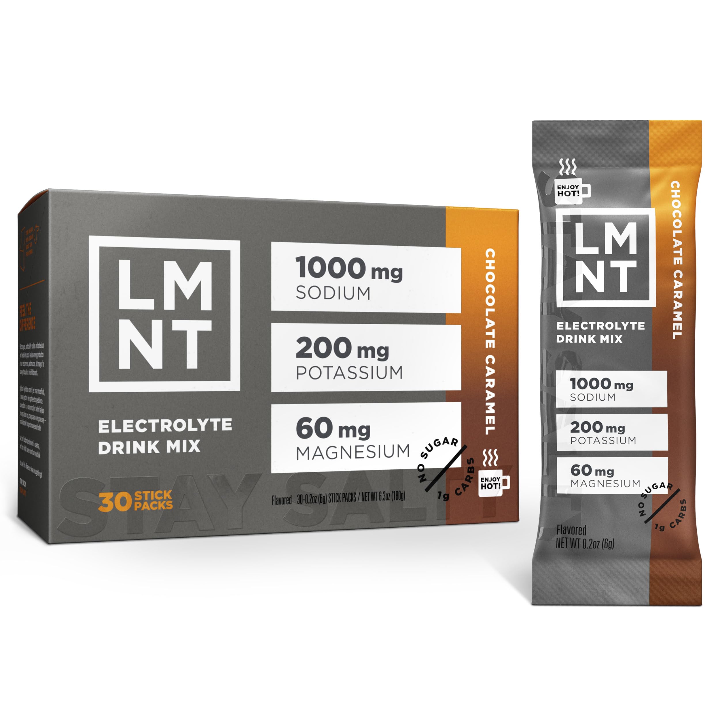 LMNT Zero Sugar Hot Chocolate or Coffee Mixer - Chocolate Caramel Salt | Drink Mix | 30-Count Drink LMNT buy supplements canada