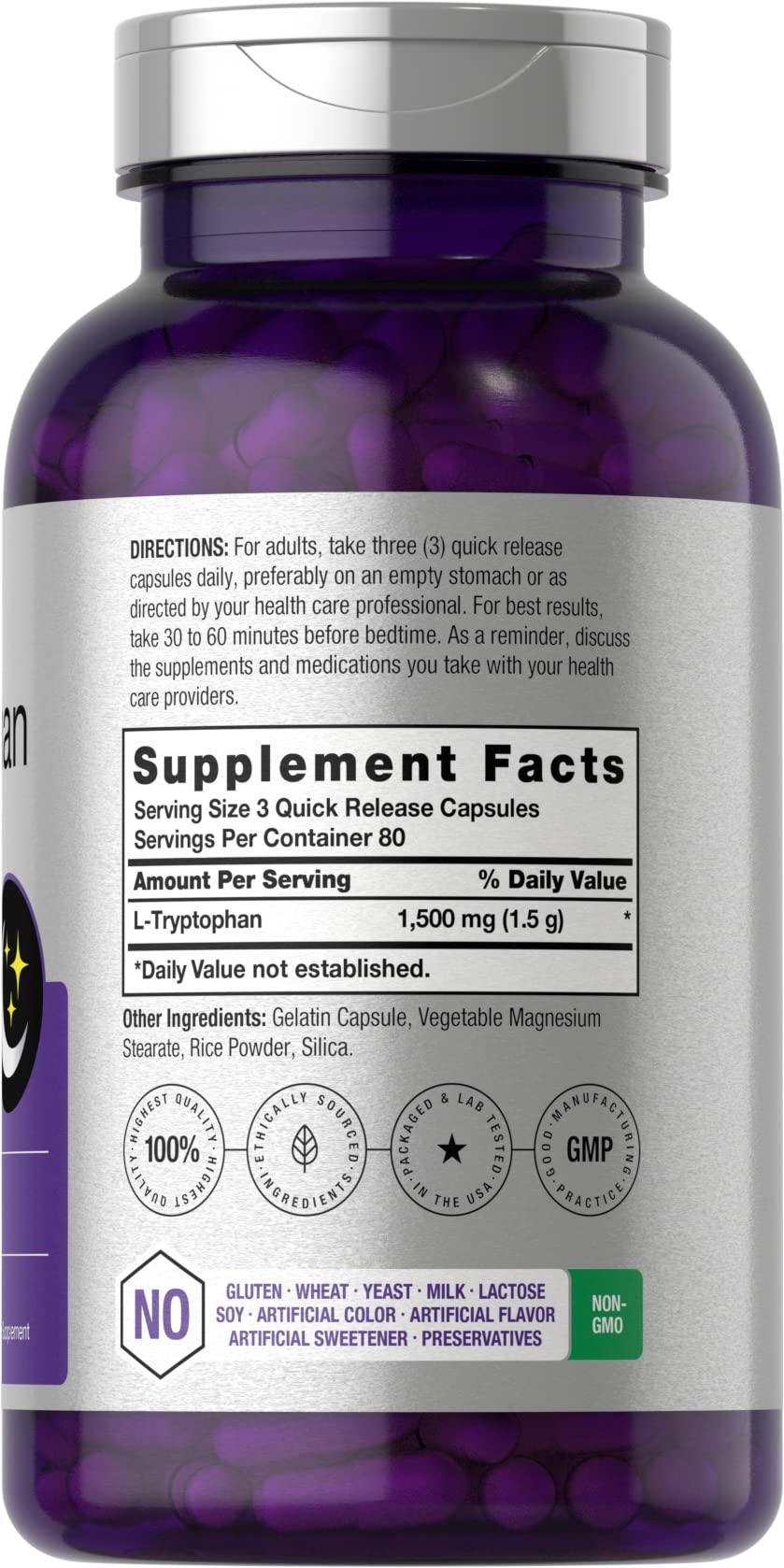 L Tryptophan 1500mg Capsules | 240 Count | Nighttime Formula | Non-GMO, Gluten Free Horbäach buy supplements canada