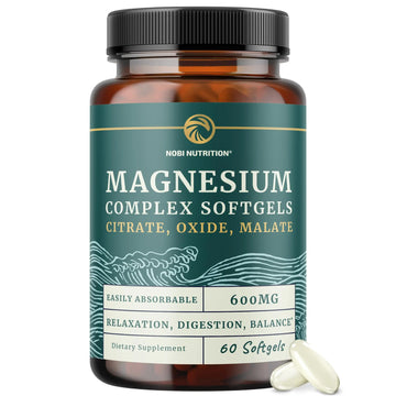 Triple Magnesium Softgels | Citrate, Malate, & Oxide | Highly Absorbable Magnesium Supplement for Digestion, Calm, Leg Cramps, & Sleep Support | 300mg Complex | Easy to Swallow Soft Gels | 60 Count Nobi Nutrition buy supplements canada