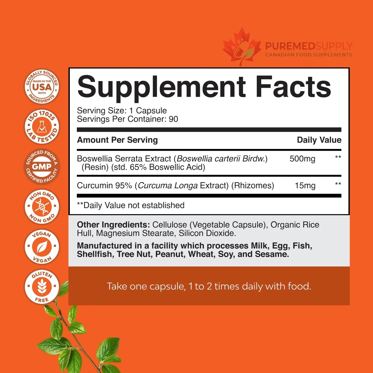 Boswellia Extract Capsules with Turmeric - Advanced Immune Health Support Supplement - Turmeric & Boswellia Serrata Capsules 500mg per Serving for Body Detox & Healthy Joints - 90 Count Natures Craft buy supplements canada