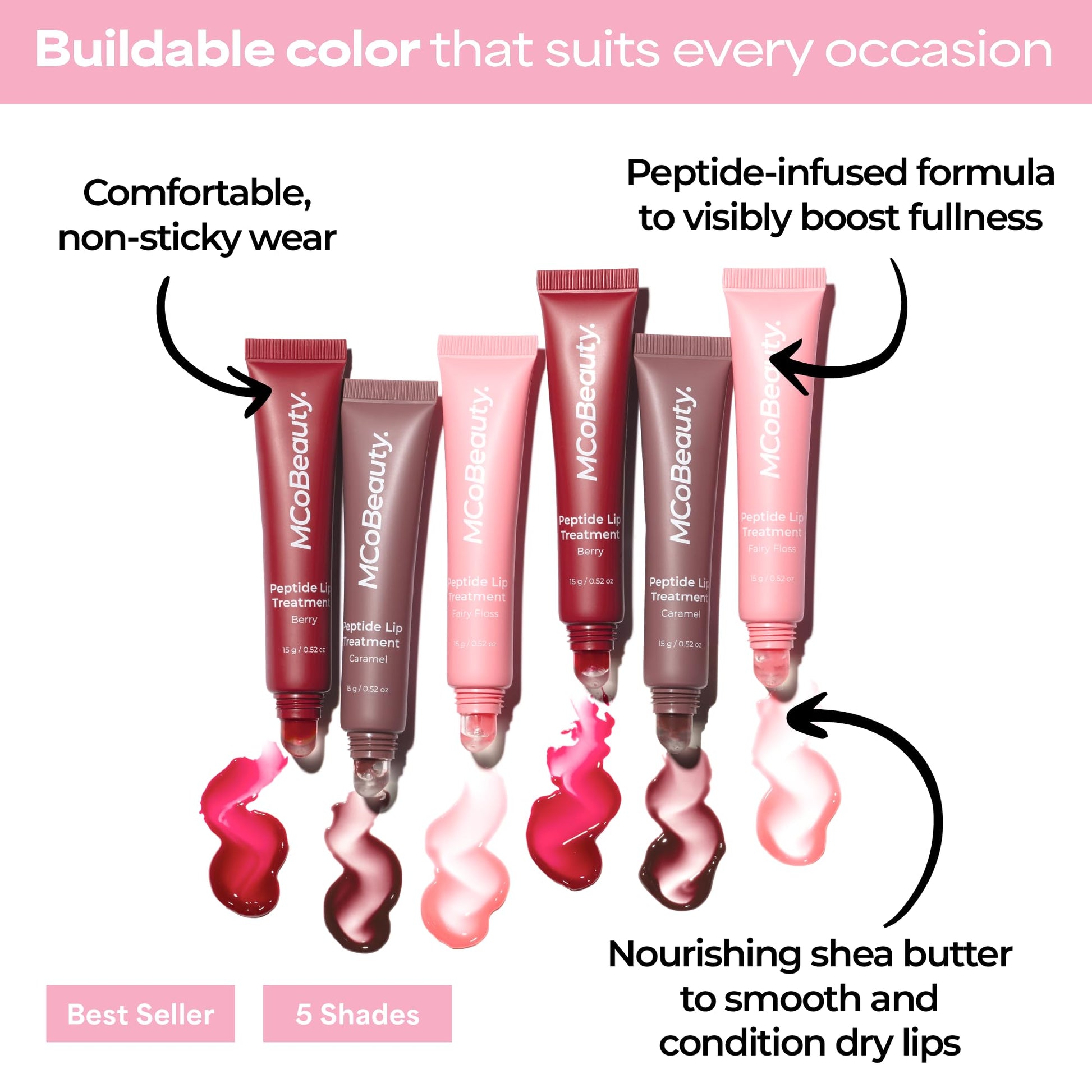 MCoBeauty Peptide Lip Treatment Caramel - Nude Brown Tinted Lip Balm Plumper Gloss for Women - Hydrating Lip Oil with Shea Butter, Peptides for Soft Plump Lips - Vegan Cruelty Free Lip Care MCoBeauty buy supplements canada