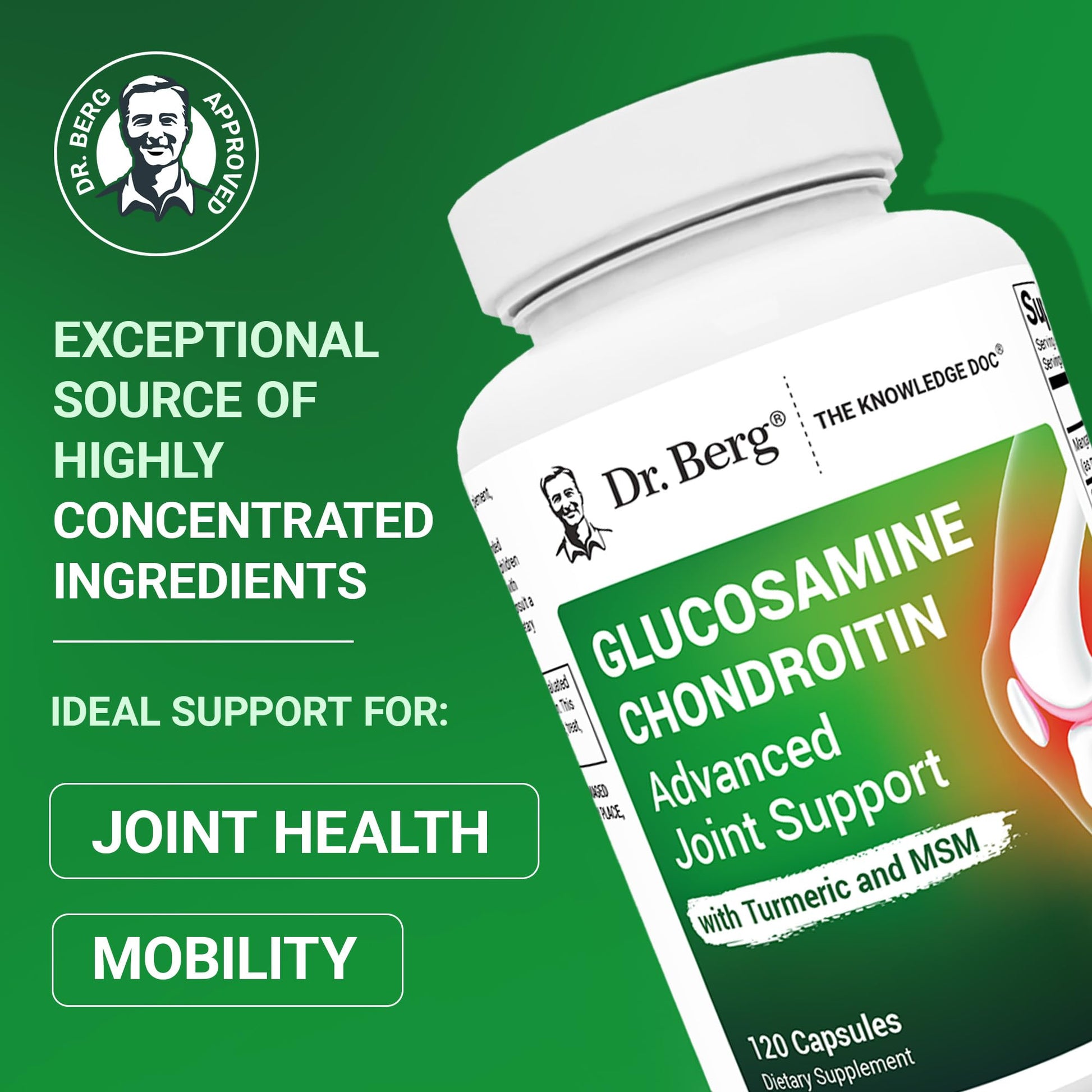Dr. Berg Glucosamine Chondroitin MSM Turmeric & Boswellia - Advanced Joint Support Supplement with 1500 mg Glucosamine Sulfate - Includes 120 Capsules Dr. Berg Nutritionals buy supplements canada
