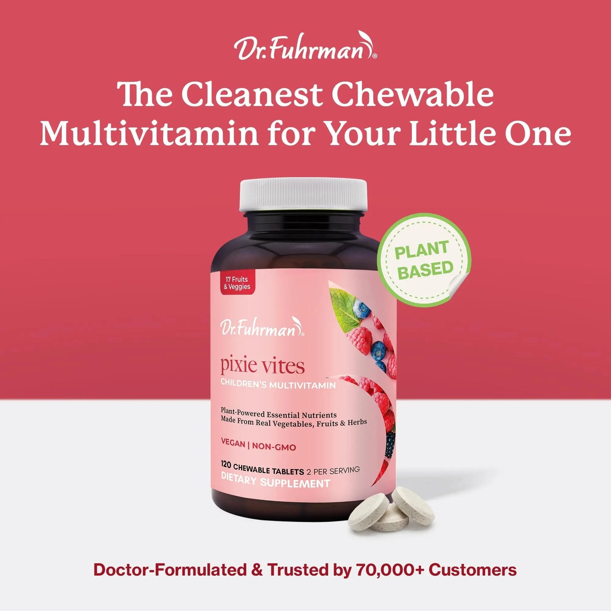 Dr. Fuhrman Pixie Vites Chewable Children's multivitamin | Whole Food Kids Multi with Vitamin D3, K2 & Zinc | Dr. Fuhrman buy supplements canada
