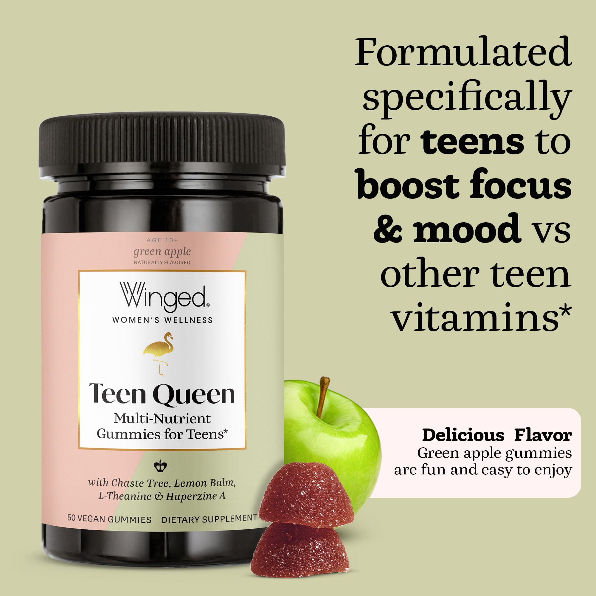 Winged Wellness Multivitamin Gummies for Teen Girls - Teen Vitamins for Mood & Hormonal Health - Vegan Gummy Supplement with Chaste Tree, Lemon Balm, L-Theanine, Probiotics & Biotin - 50 Gummies Winged Wellness buy supplements canada