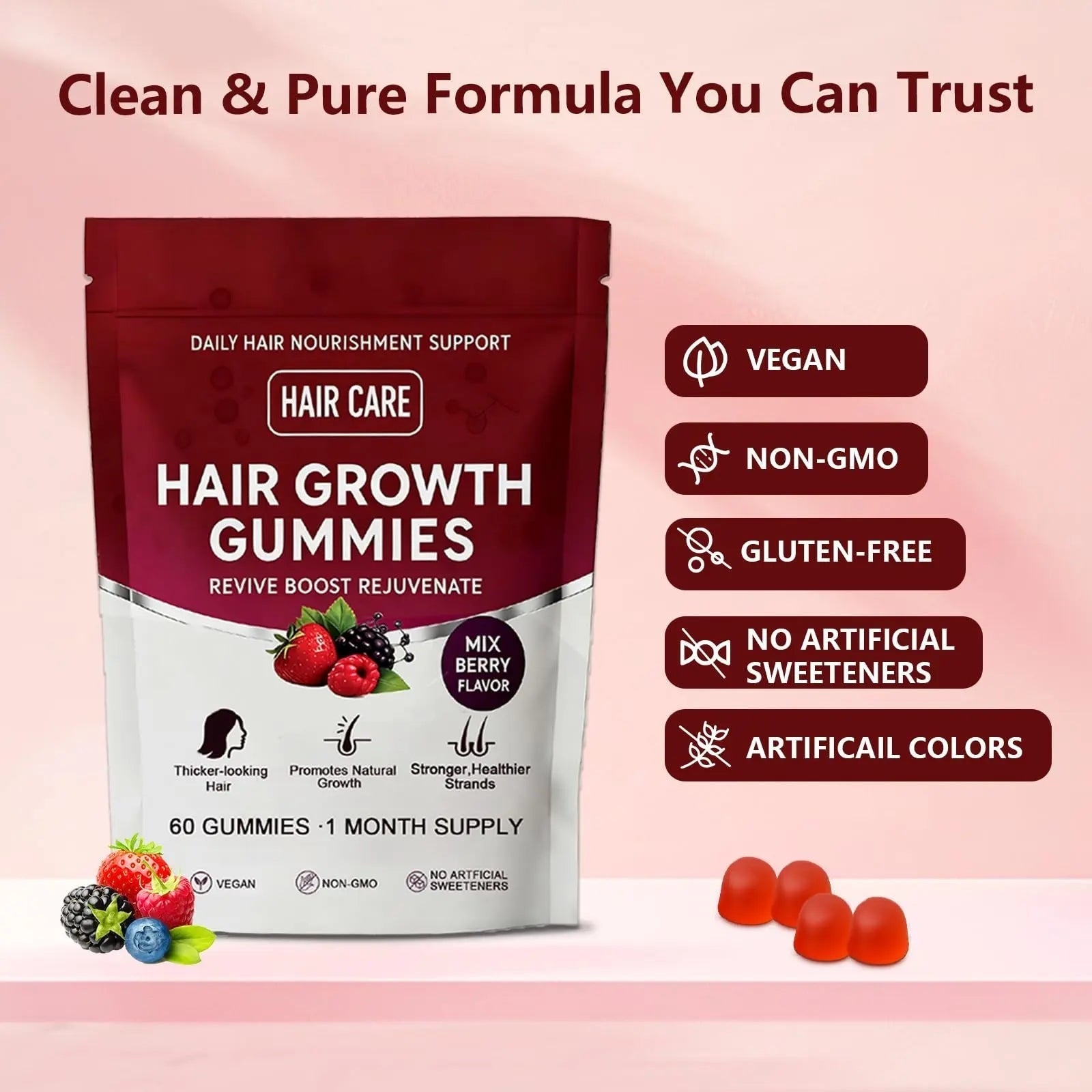 Giamau Lumin Hair Growth Gummies, 60 Vegan Gummies |Supports Healthy Hair Growth & Strength, Skin & Nail Care, | Giamau buy supplements canada