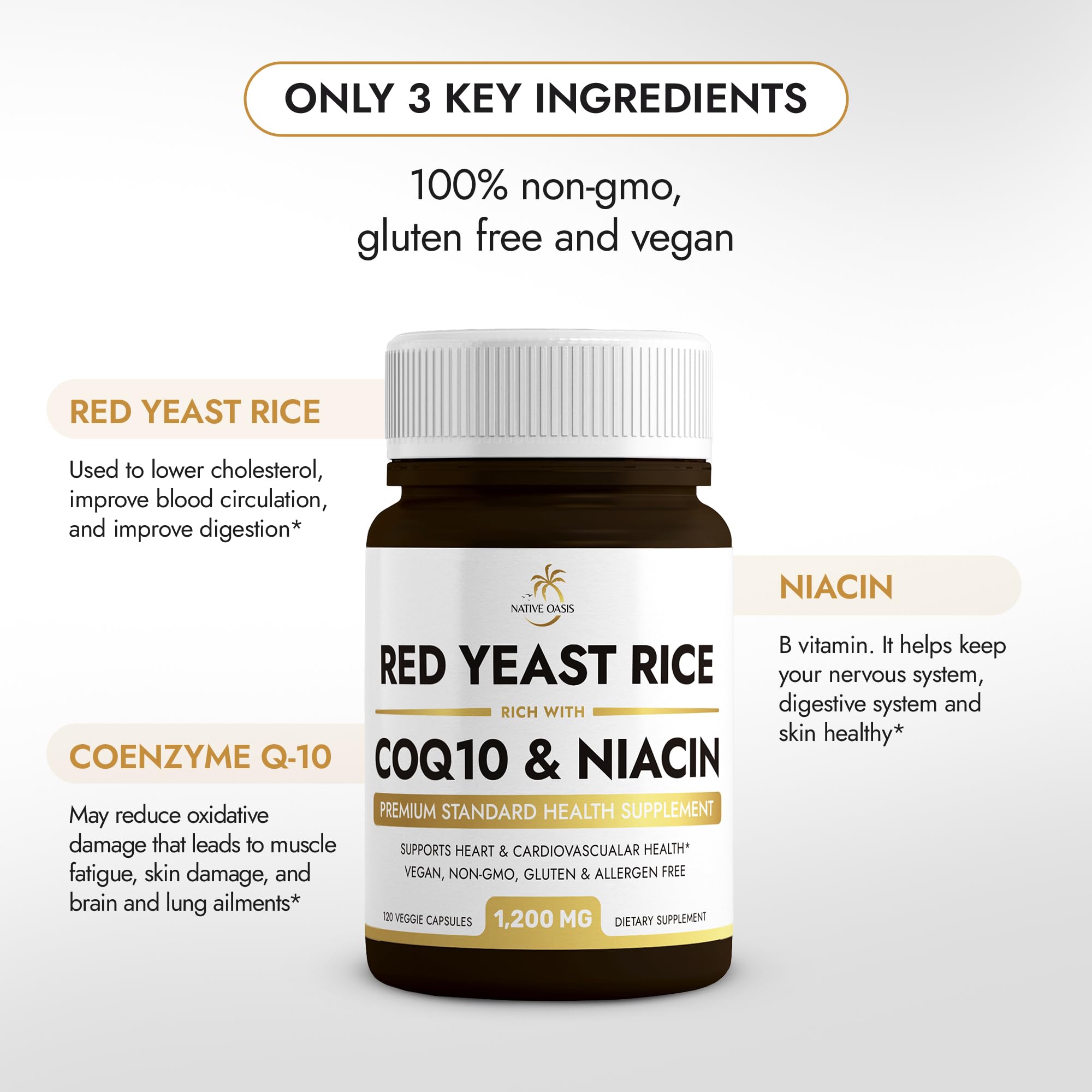 Native Oasis (2 Bottles) Red Yeast Rice 1,200 mg. Capsules Made with CoQ10 and Flush Native Oasis buy supplements canada