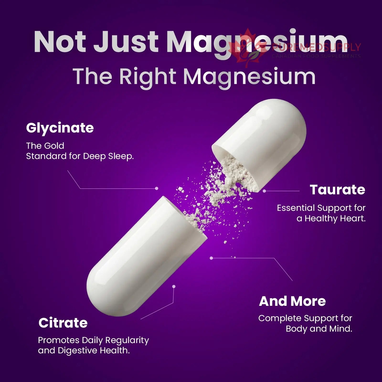Magnesium Complex, Magnesium Glycinate, Elemental Magnesium Supplement with Taurate, Citrate, Orotate & Aspartate, Supports Muscle Relaxation, Heart Health, Sleep & Energy | Vegan (500mg) VCCVBB buy supplements canada