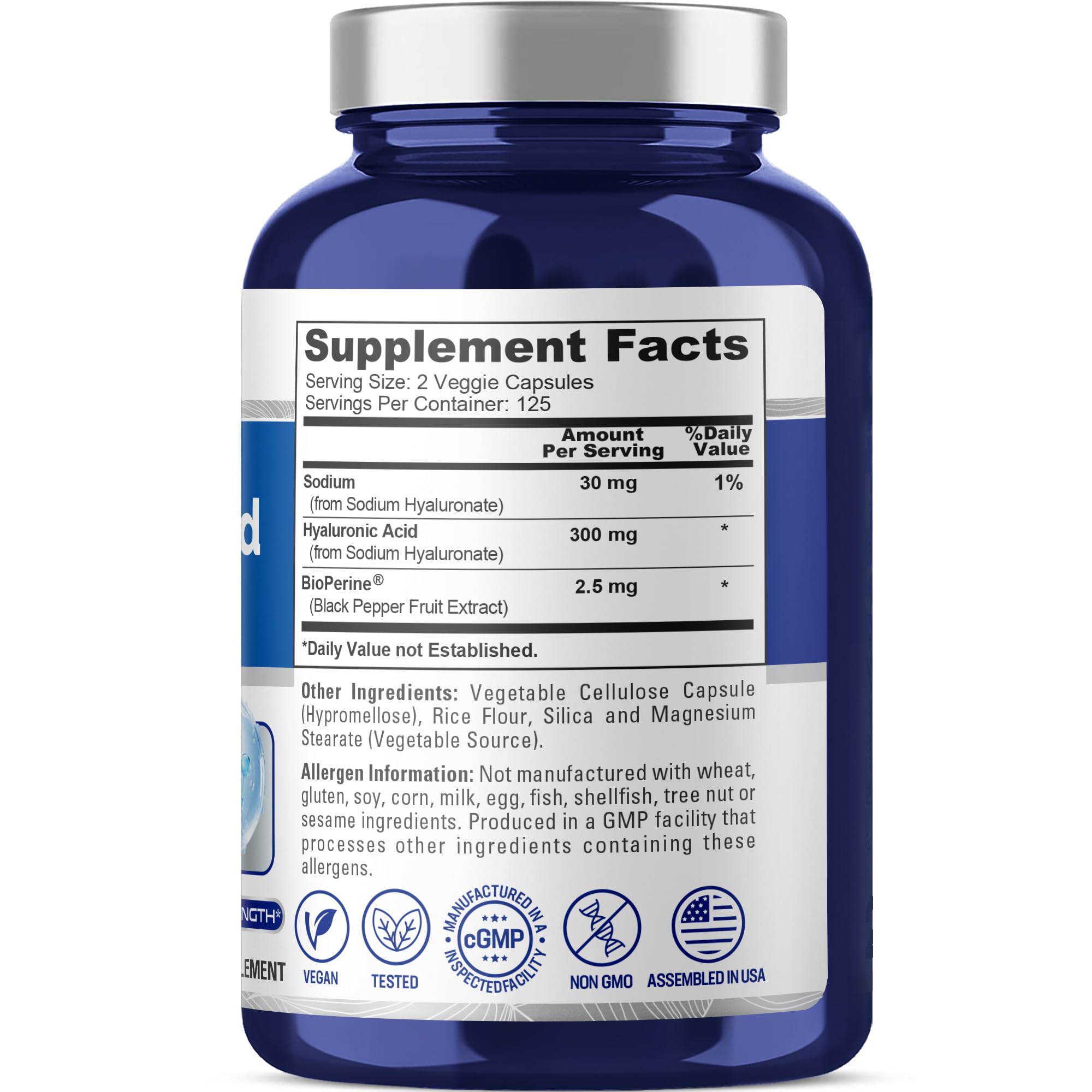 NusaPure Hyaluronic Acid 300mg 250 Veggie Capsules (Non-GMO, Vegan) NusaPure buy supplements canada