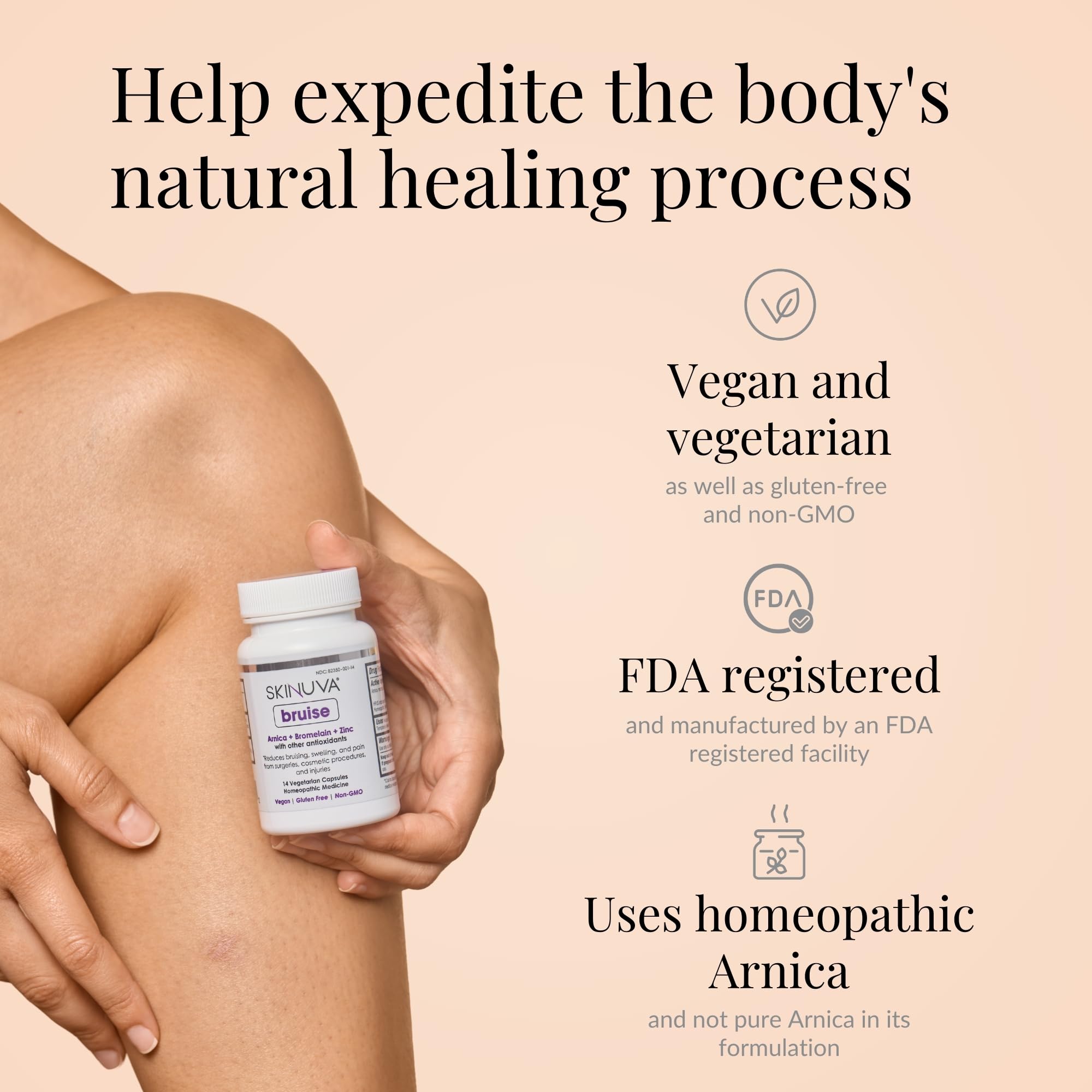 Skinuva® Bruise - Supplement for Bruising and Swelling - A Homeopathic Bruise Remedy Formulated with Arnica, Bromelain & Zinc - 14 Capsules (7-Day Treatment) Skinuva buy supplements canada