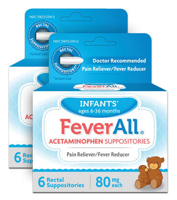 Feverall Infant Acetaminophen Suppositories 6 Rectal Suppositories 80mg Each Pain Reliever/Fever Reducer. Paraben Free, No Artificial Colors or Other preservatives. Ages 6-36 Months (Pack of 2) Feverall buy supplements canada