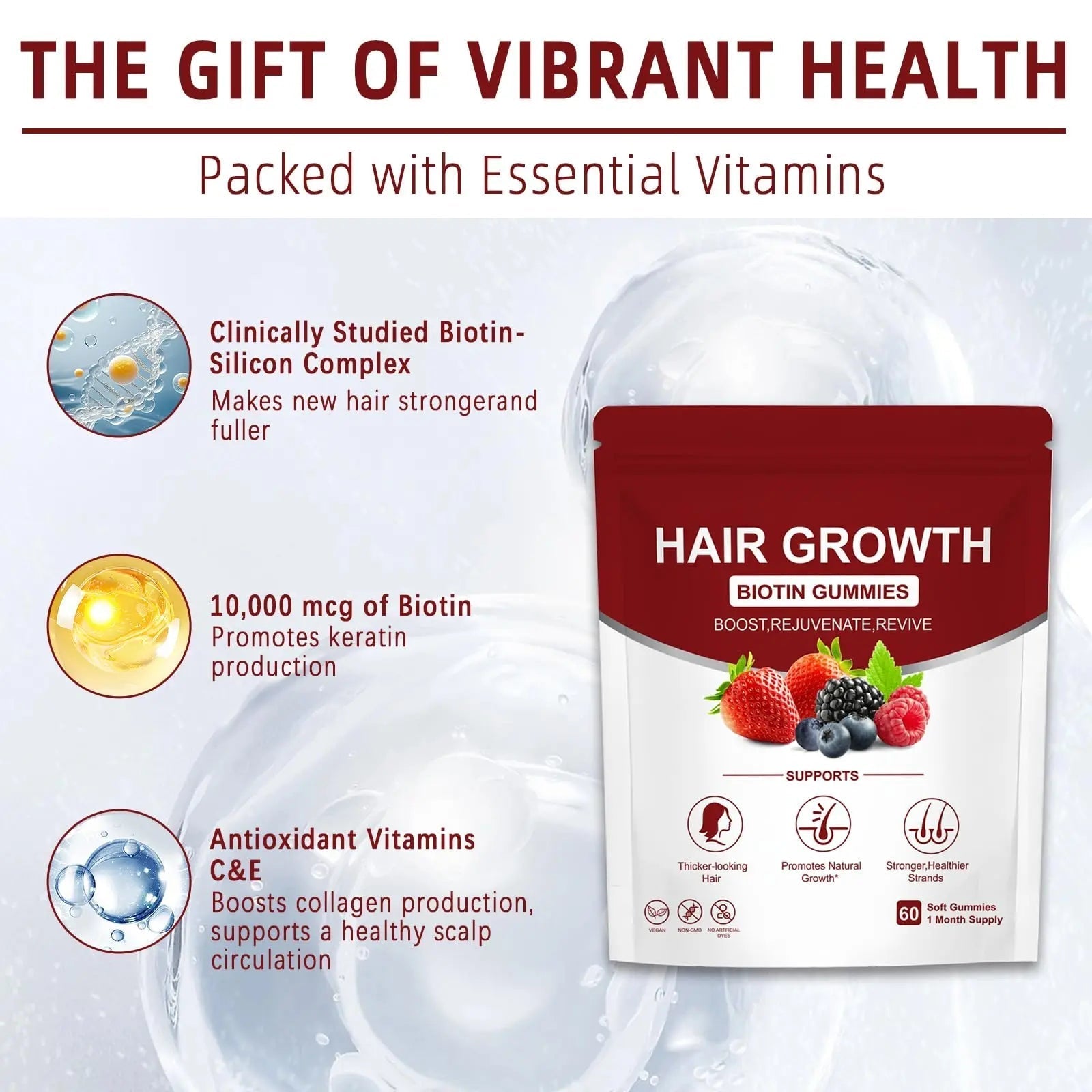 YYLLYY Hair Growth Vitamins Gummies | with Biotin, Vitamin C & E, Botanical Extracts | Supports Healthy Hair Growth & Strength, Skin & Nail Care YYLLYY buy supplements canada