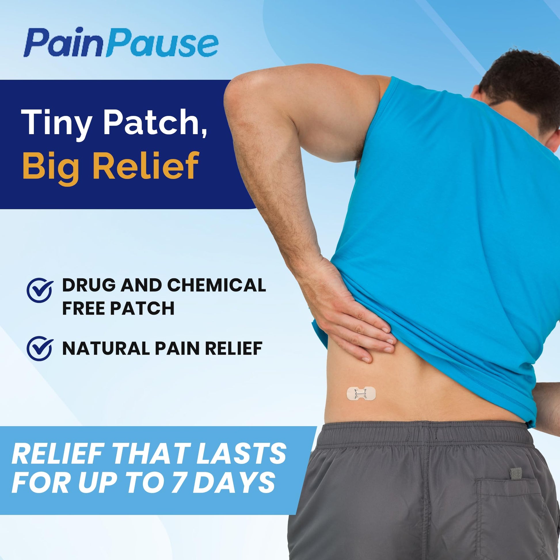 PainPause Long Lasting Pain Relief - Back, Hip, Knee, Neck, Plantar Fasciitis, and Others - Relief for Up to 7 Days, Clinically Tested, 4 Devices in 2 Pouches PainPause buy supplements canada