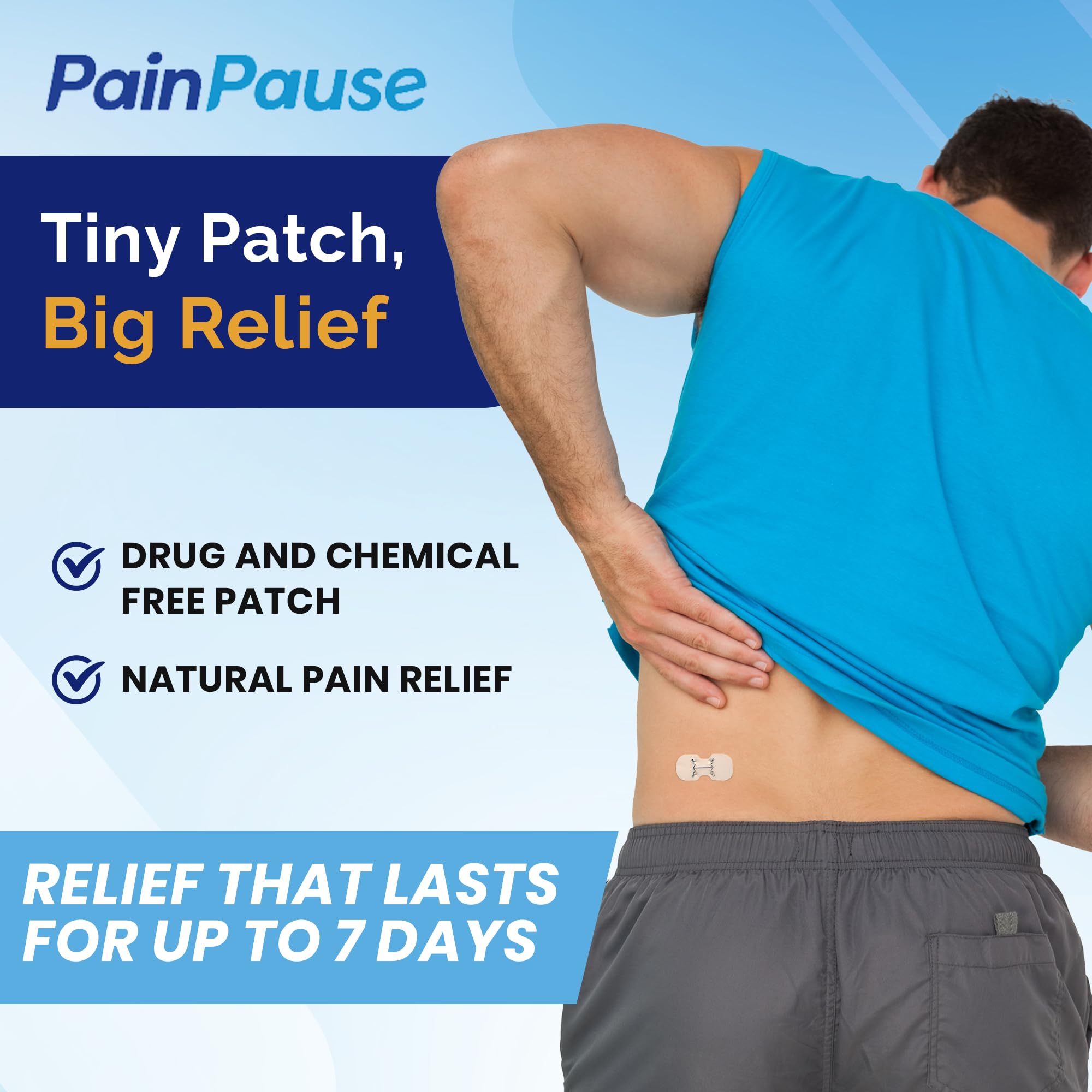 PainPause Long Lasting Pain Relief - Back, Hip, Knee, Neck, Plantar Fasciitis, and Others - Relief for Up to 7 Days, Clinically Tested, 4 Devices in 2 Pouches PainPause buy supplements canada