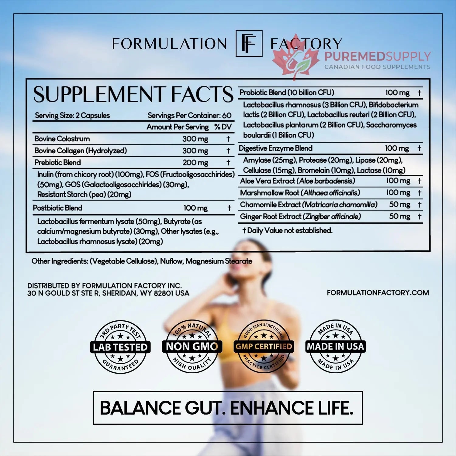 Formulation Factory Probiotics for Women & Men - Gut Intellect 10-in-1 Digestive Enzymes with Prebiotics and Postbiotics - Total Gut Health Supplement - 120 Capsules, 2 Month Supply Formulation Factory buy supplements canada