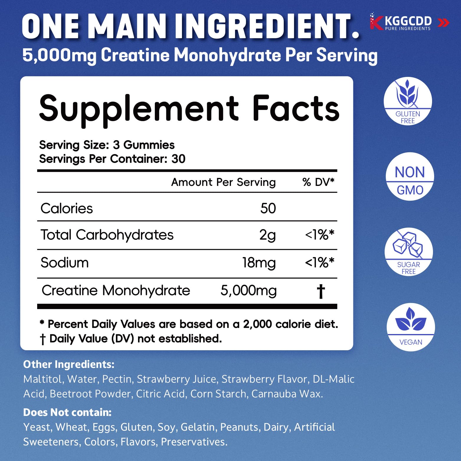 KGGCDD 99.99% Creatine Monohydrate Gummies for Men & Women, 5,000mg Tasty Creatine Gummies for Muscle Strength, Endurance, Recovery & Sugar Free, Gluten-Free, Vegan, Non-GMO, 90 Count KGGCDD buy supplements canada