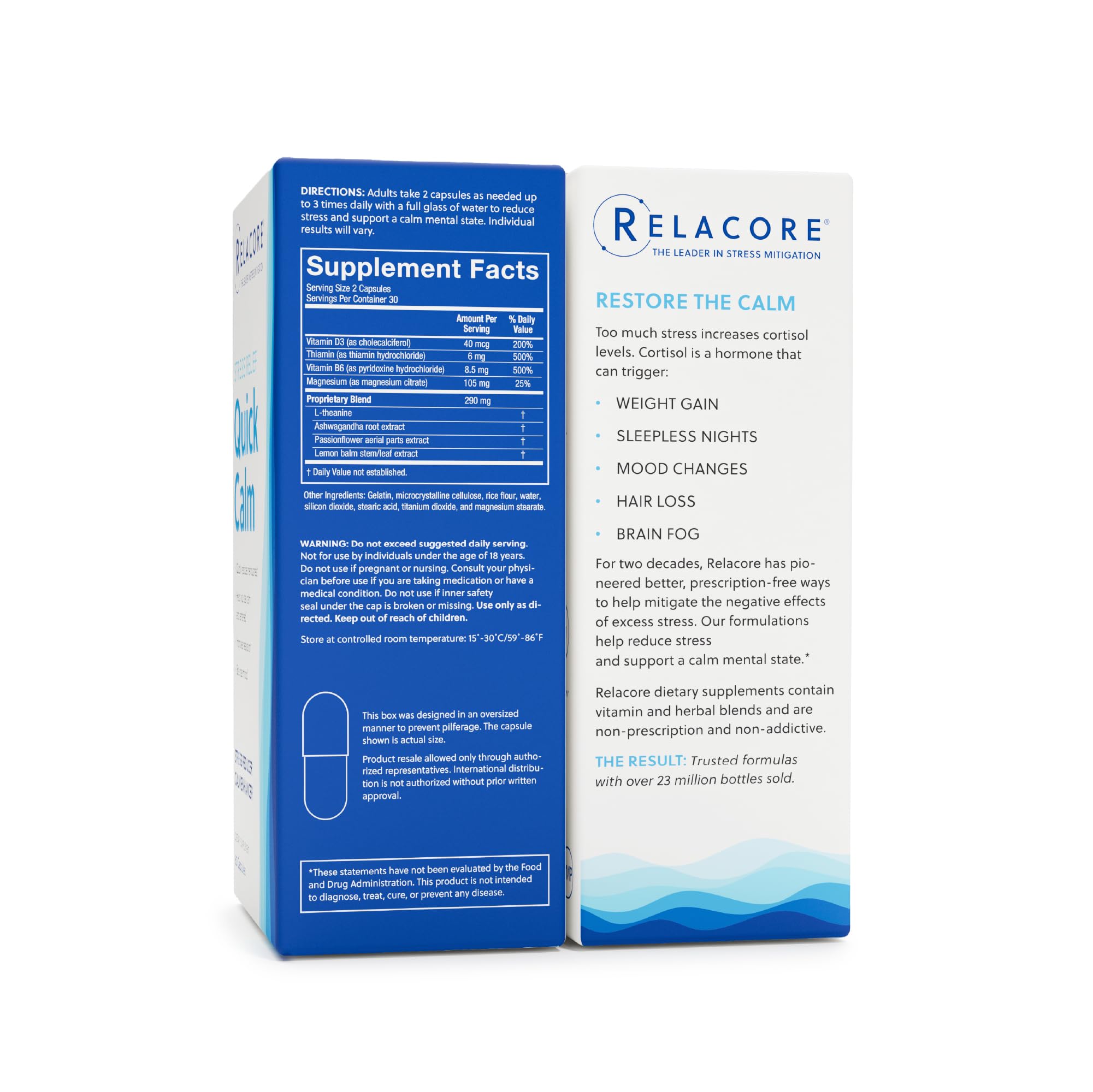 Relacore Quick Calm Mood Support Supplement with Ashwagandha, L-Theanine, Rapid Stress Relief and Relaxation – Cortisol Supplement - 60 ct Relacore buy supplements canada